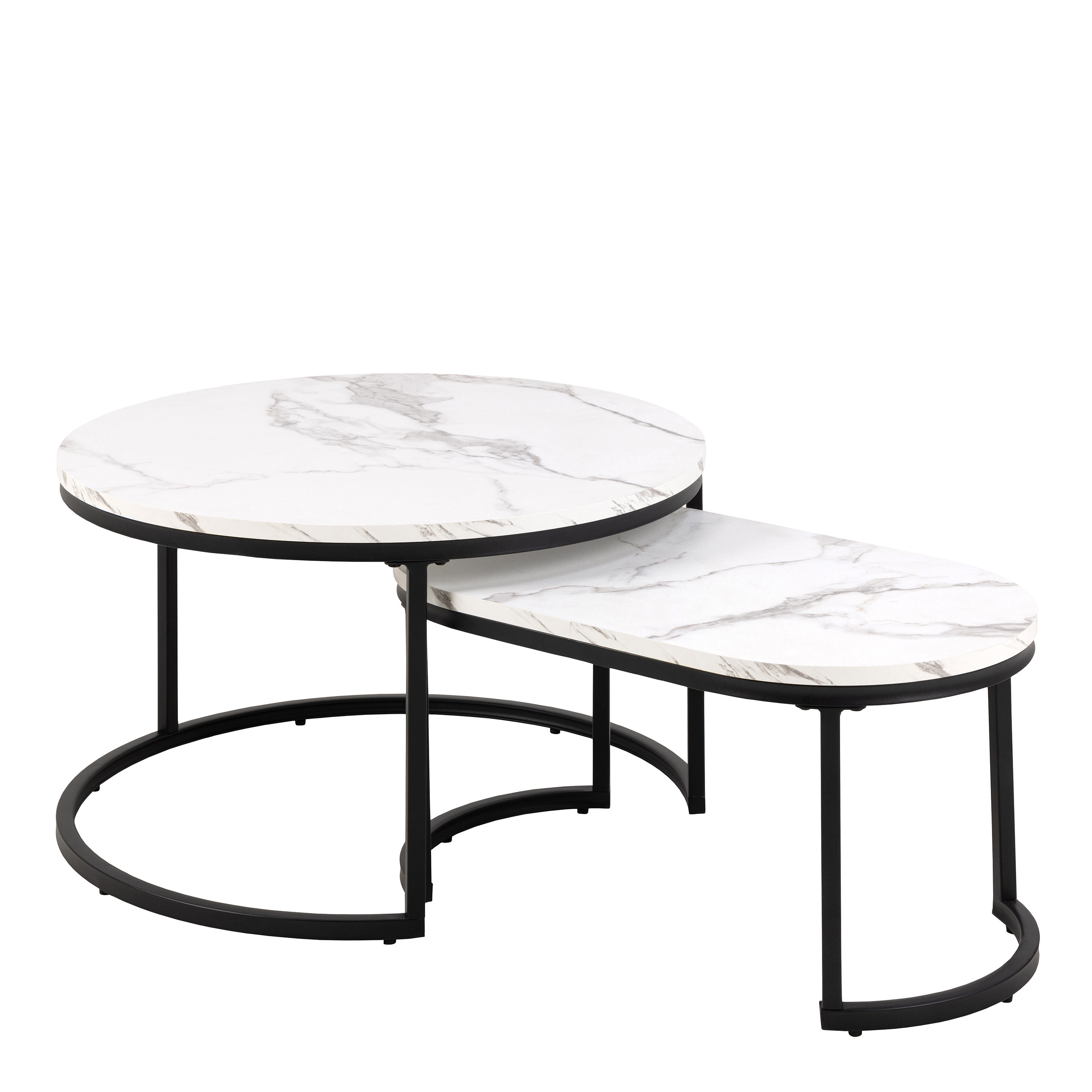 Spiro Coffee Table Set with White Marble Top - Rosalind Collection