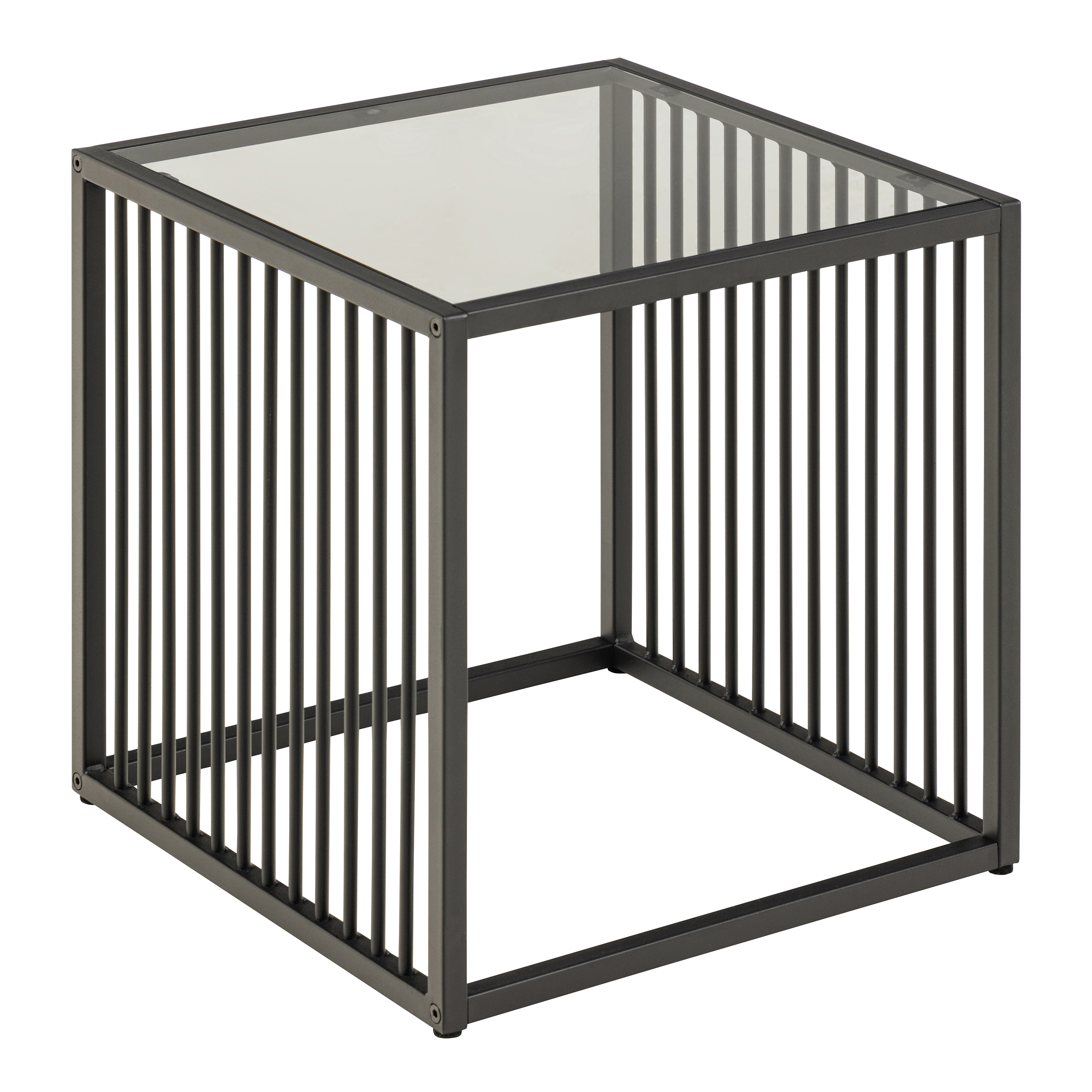 Strington Side Table in Black with Glass Top - Rosalind Collection