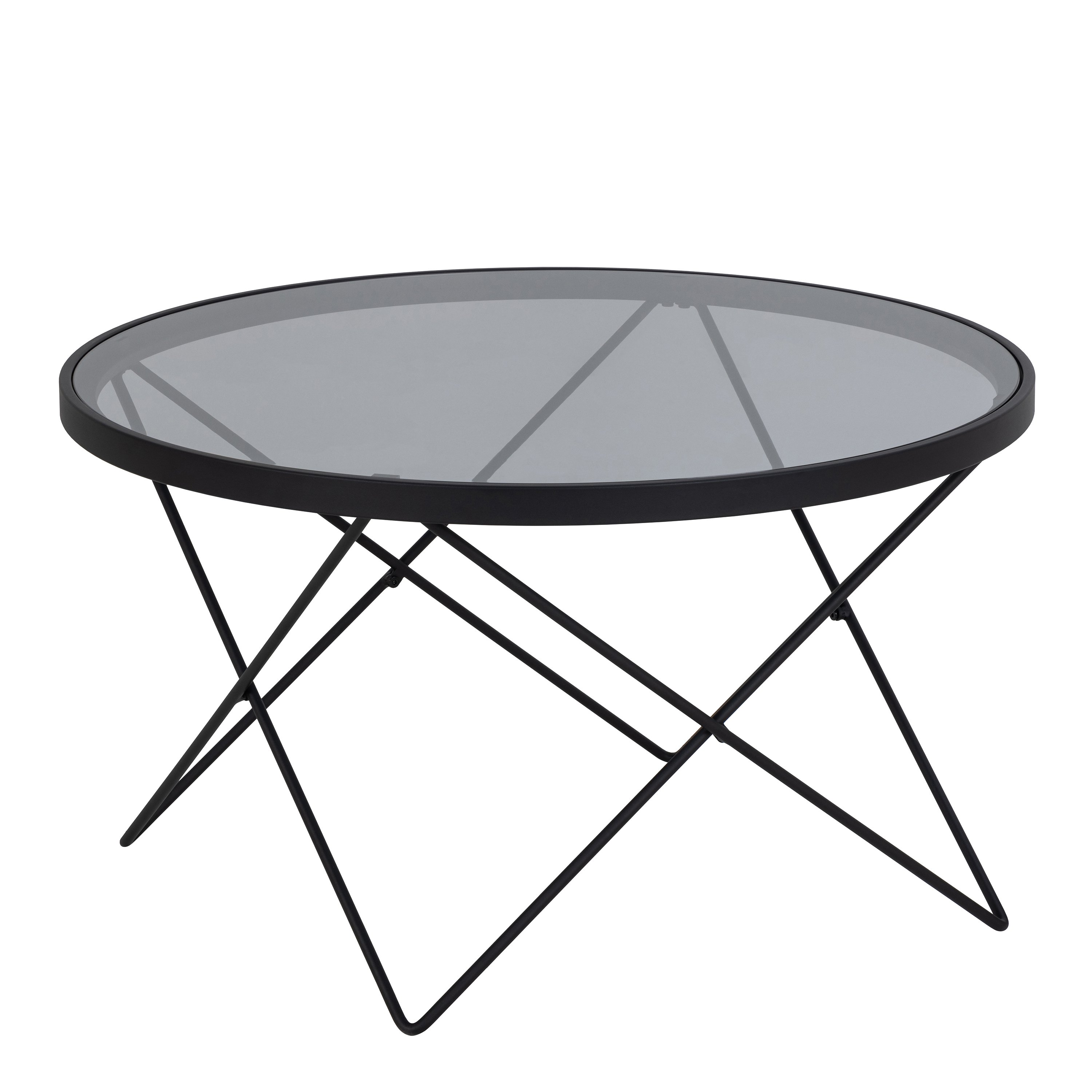 Cuxton Black Coffee Table, with Smoked Glass Top - Rosalind Collection