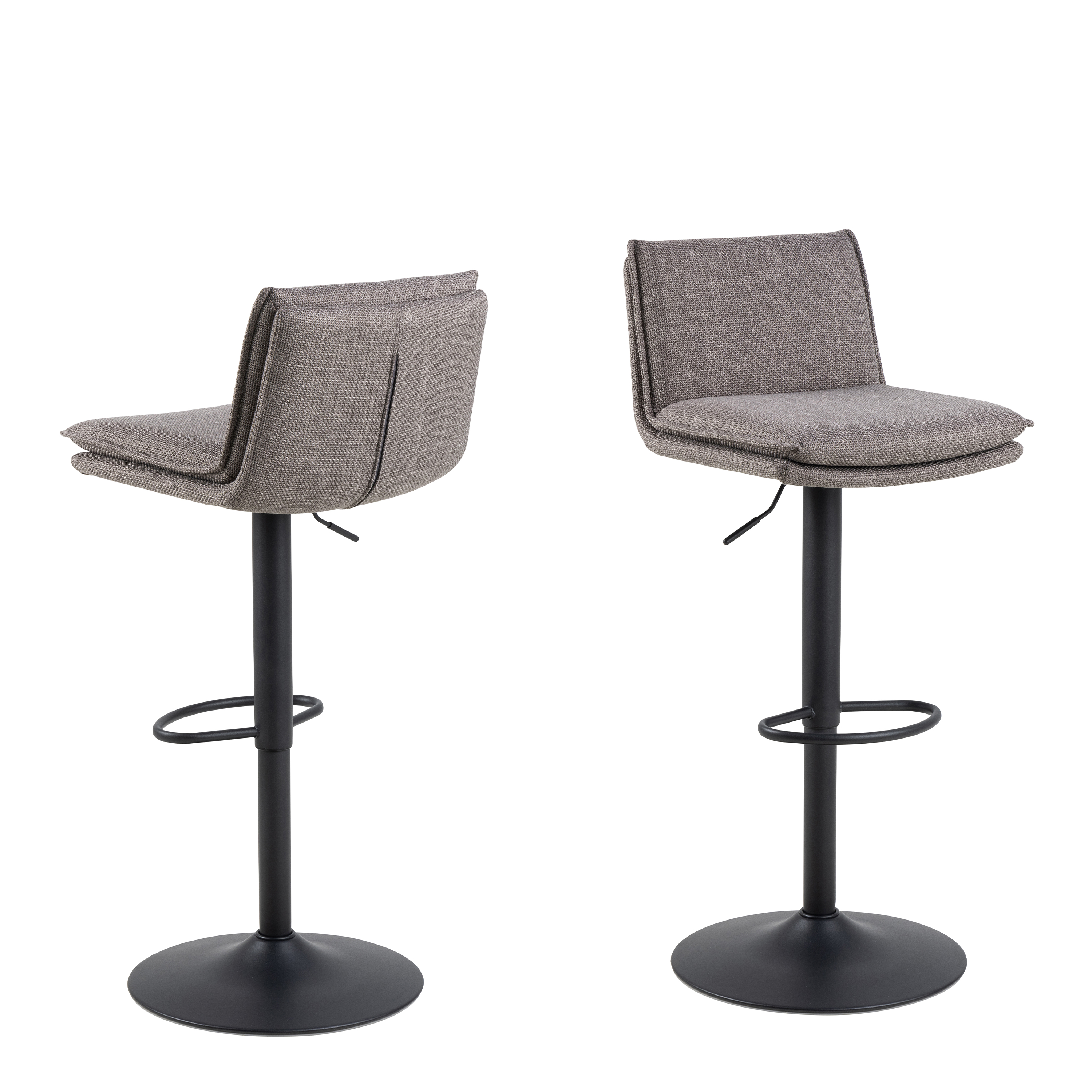 Bar Stool - FLYNN Swivel Bar Stool Height Ajustable Ligth Grey and Brown 44cm - Rosalind Collection