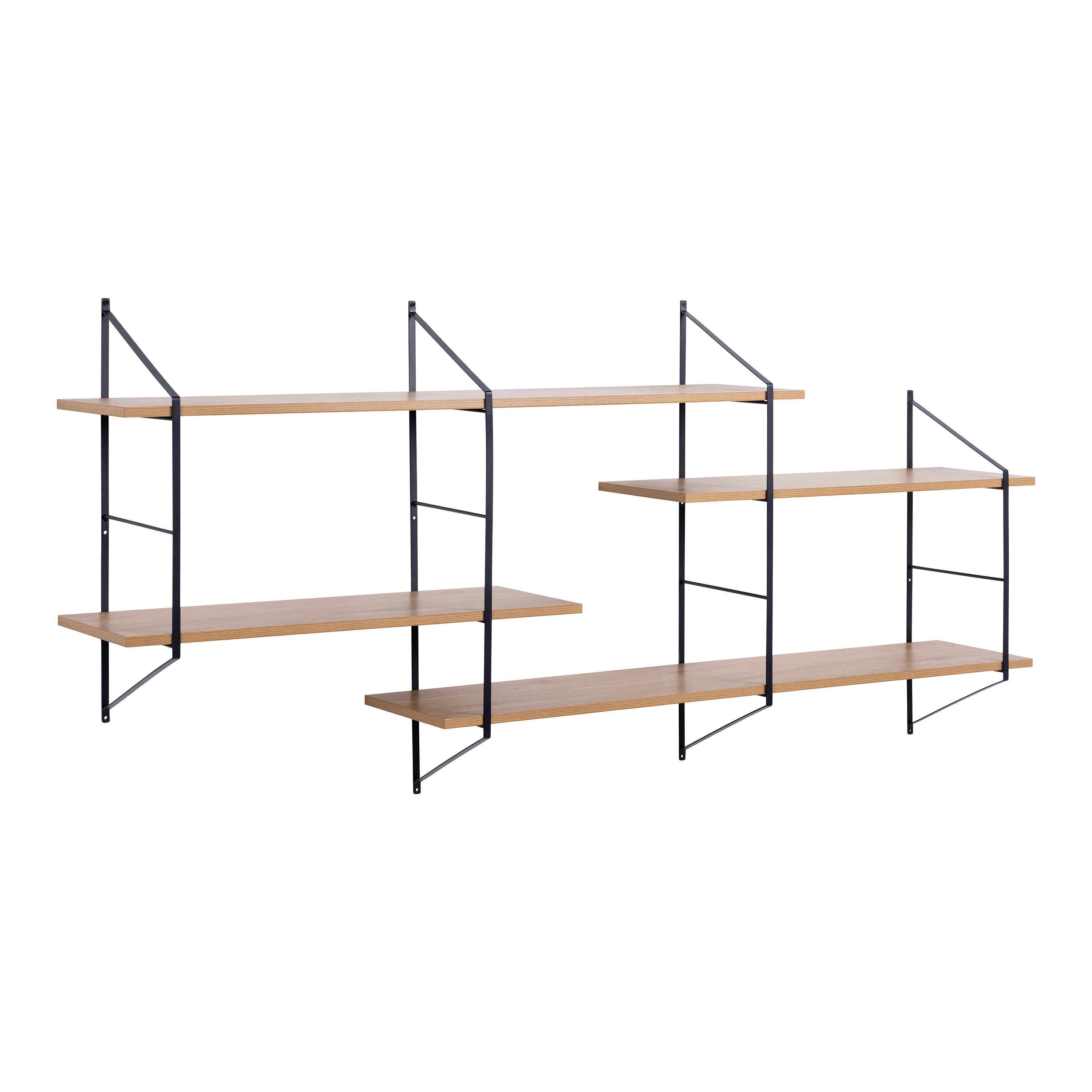 Belfast Wall Unit with 4 Shelves in Oak - Rosalind Collection