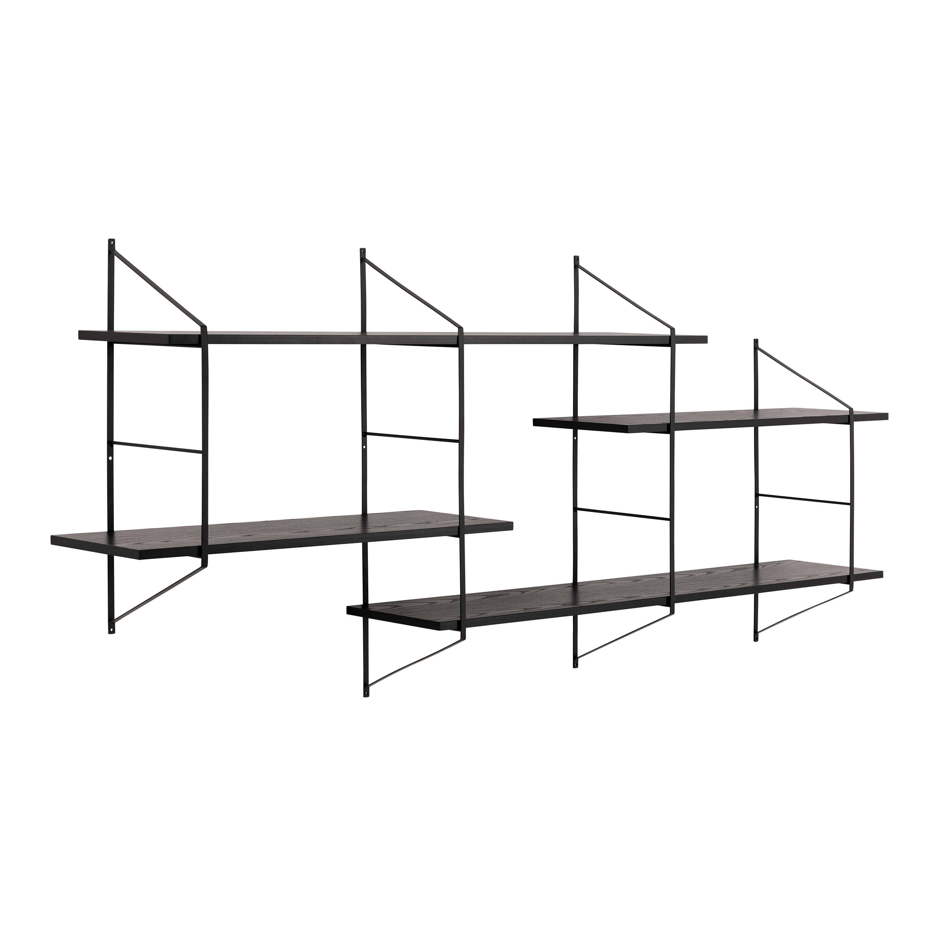Belfast Wall Unit with 4 shelves in Black - Rosalind Collection