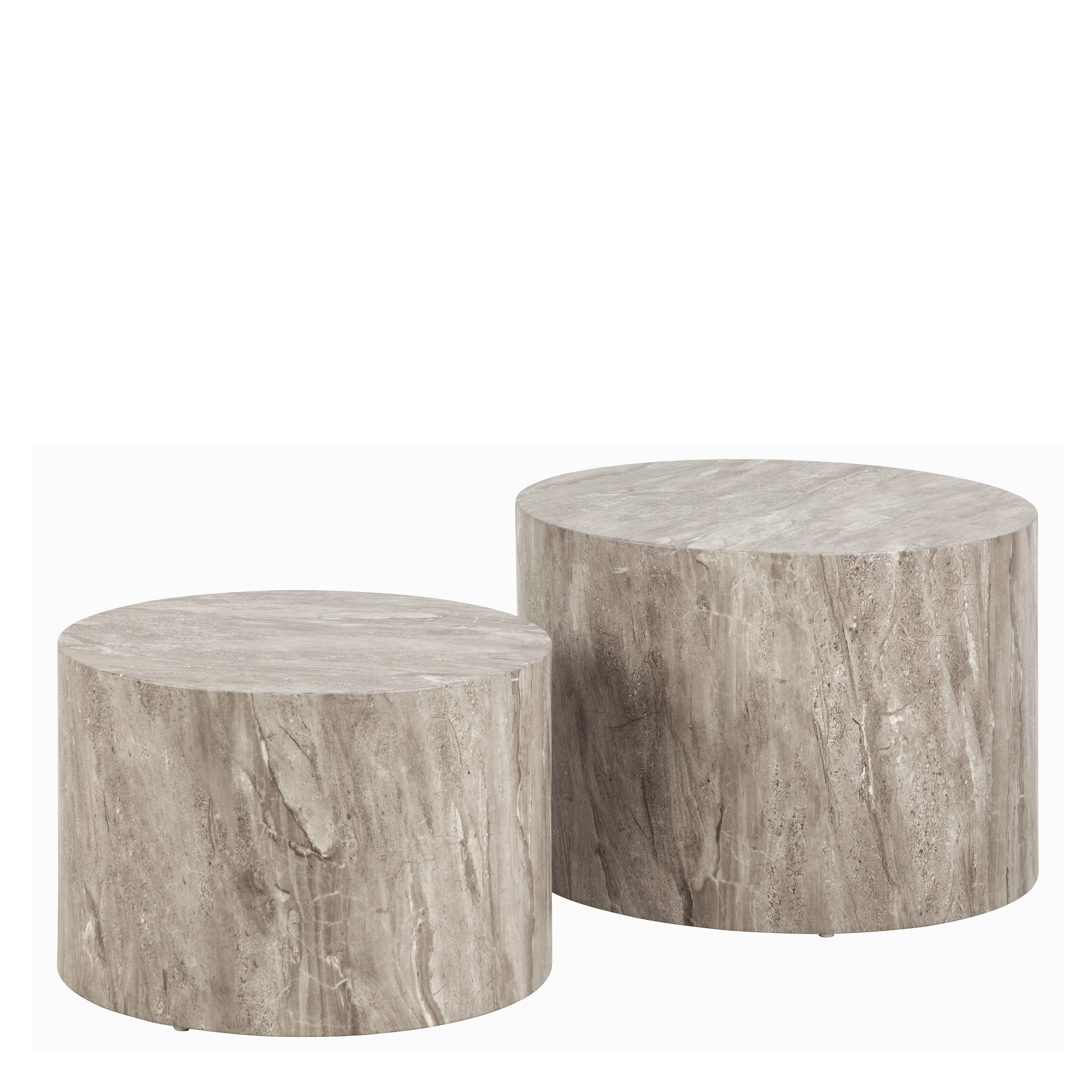 Dice Round Coffee Table Set in Grey Marble Effect - Rosalind Collection