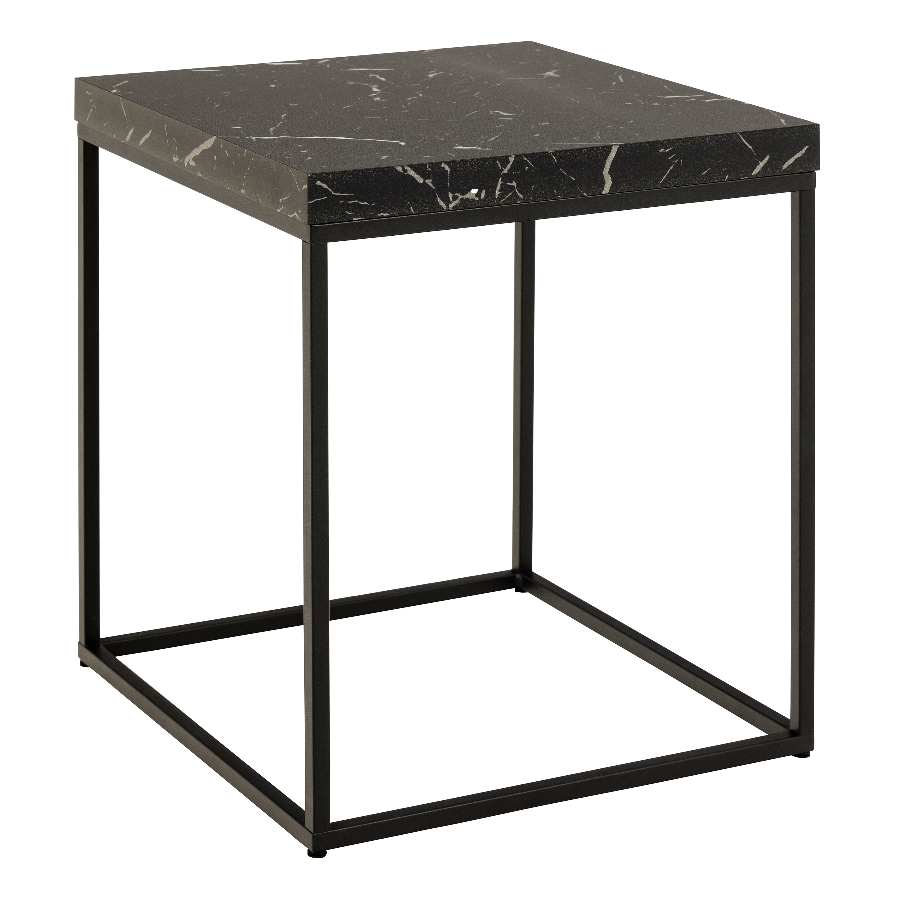 Barossa Coffee Table with Black Marble Effect Top & Black Steel Base 40cm - Rosalind Collection