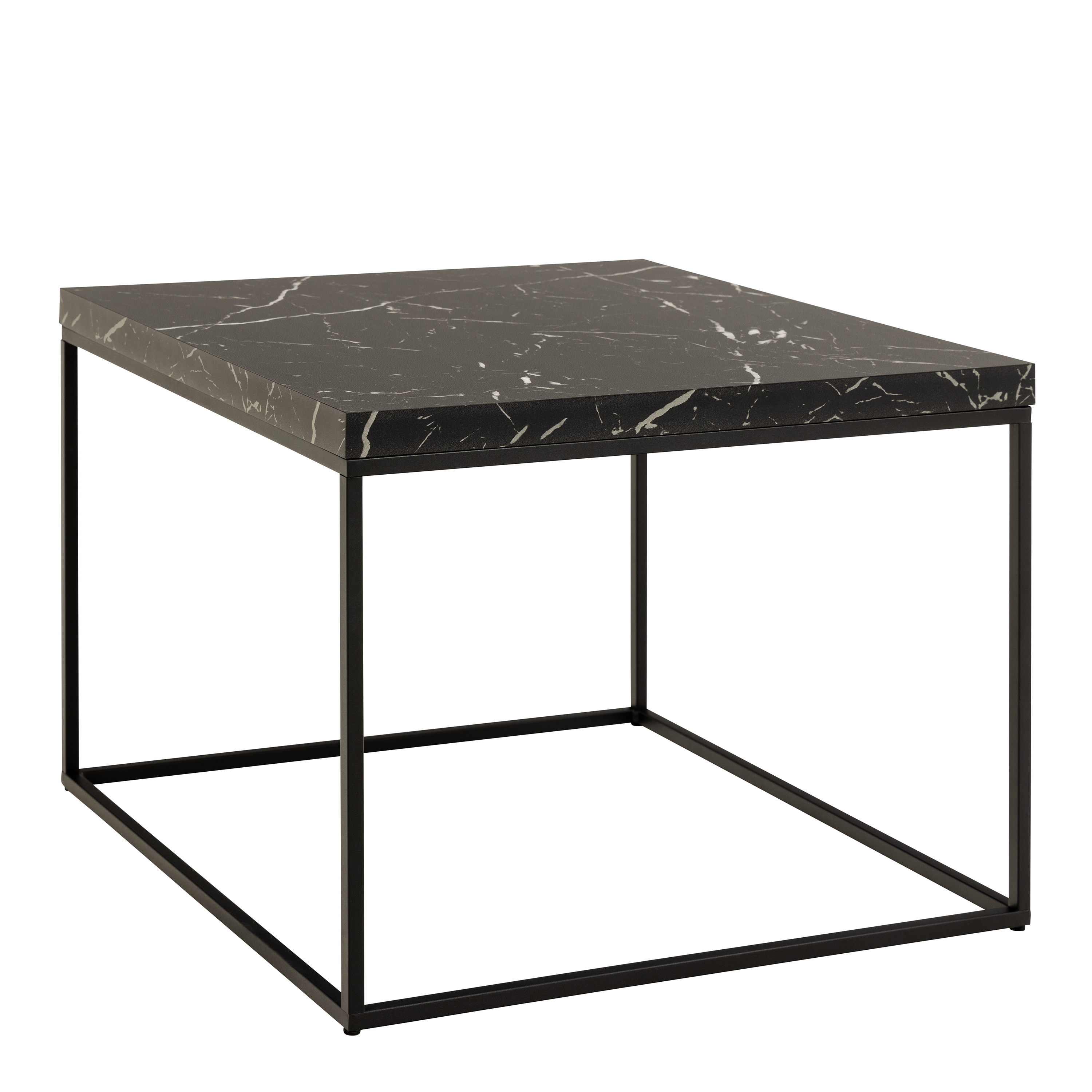 Barossa Coffee Table with Black Marble Effect Top & Black Steel Base 60cm - Rosalind Collection