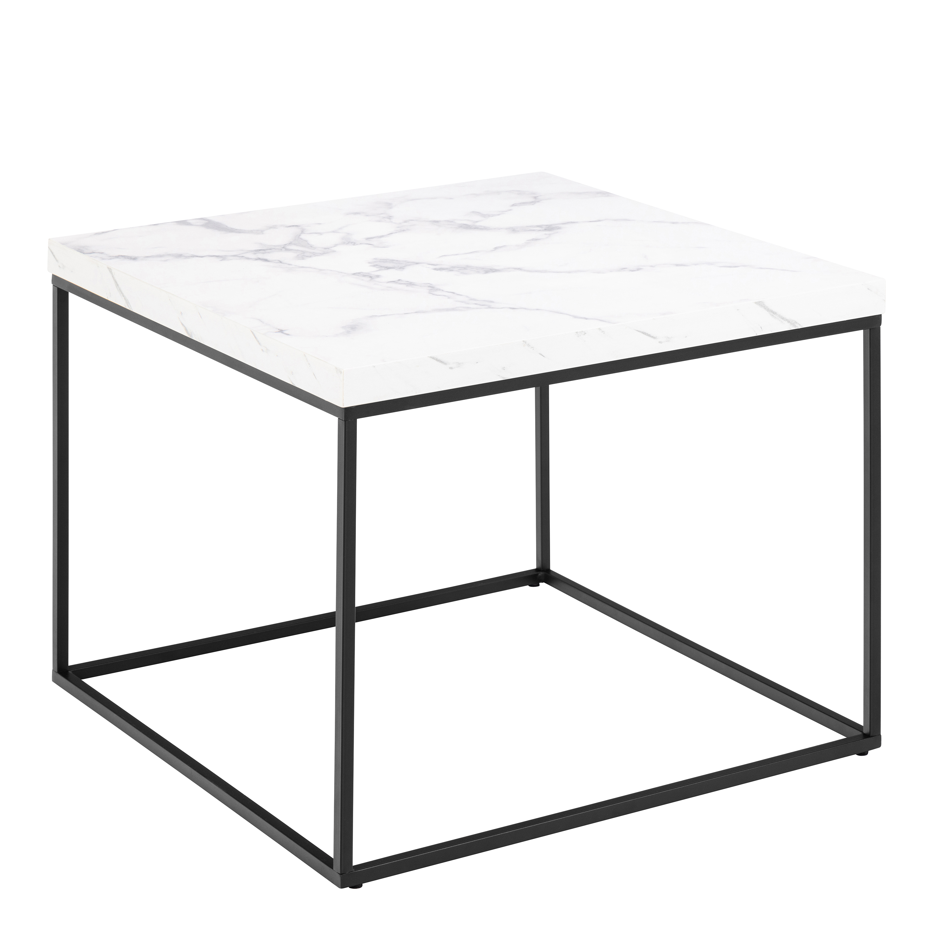 Barossa Coffee Table with White Marble Effect Top & Black Steel Base 60cm - Rosalind Collection