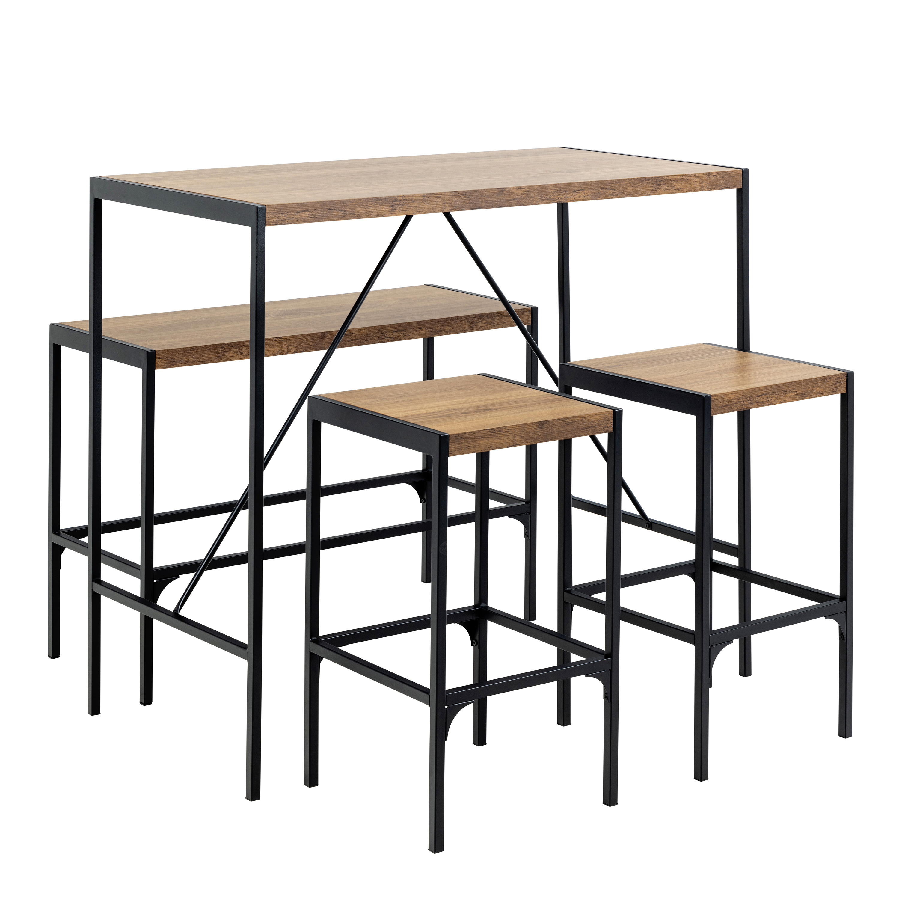 Bahamas Bar Table Set and Black and Oak - Rosalind Collection