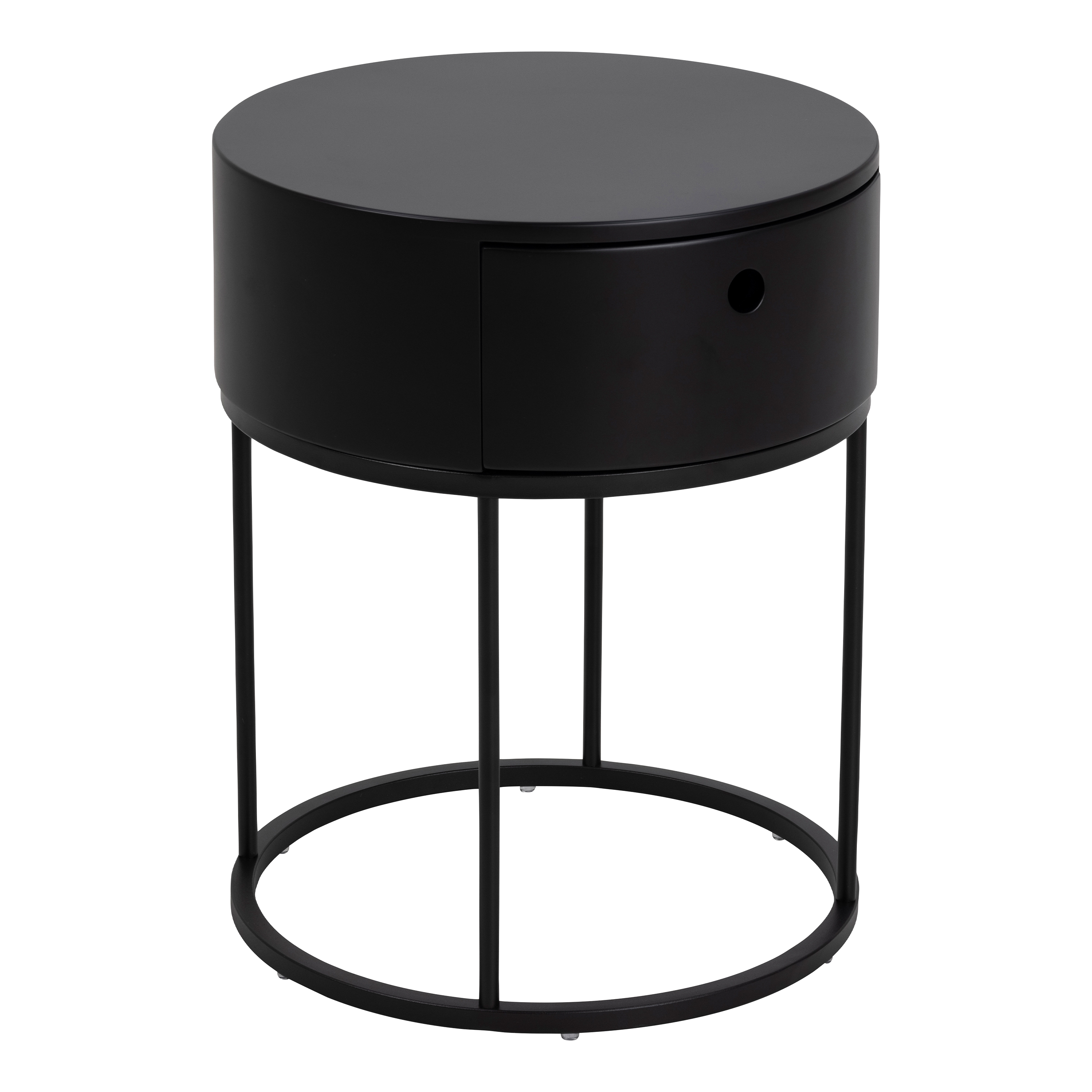 Polo Round Bedside Table in Black - Rosalind Collection