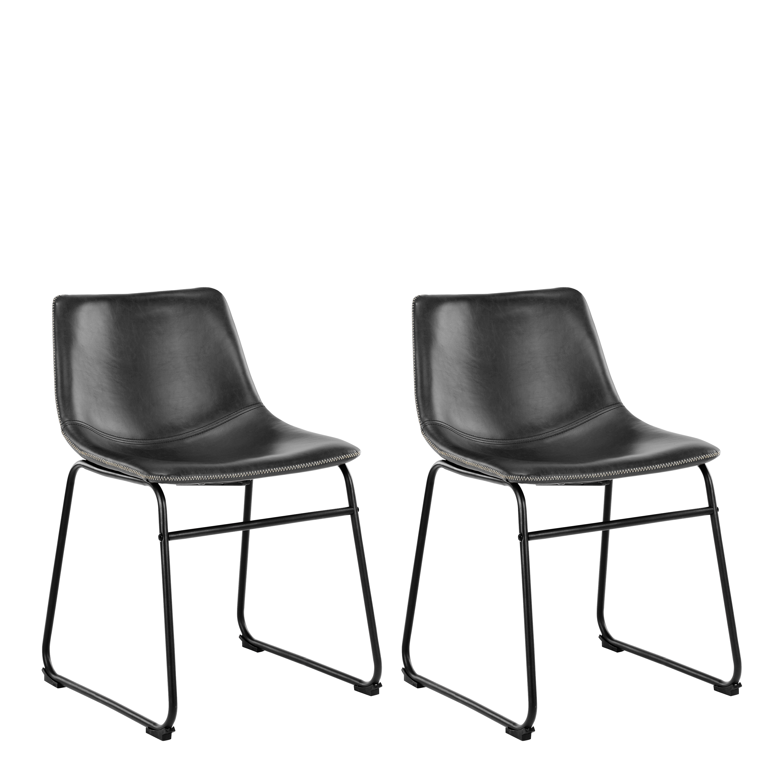I_Oregon Dining Chair In Black with Cream Stitching Set of 2 - Rosalind Collection