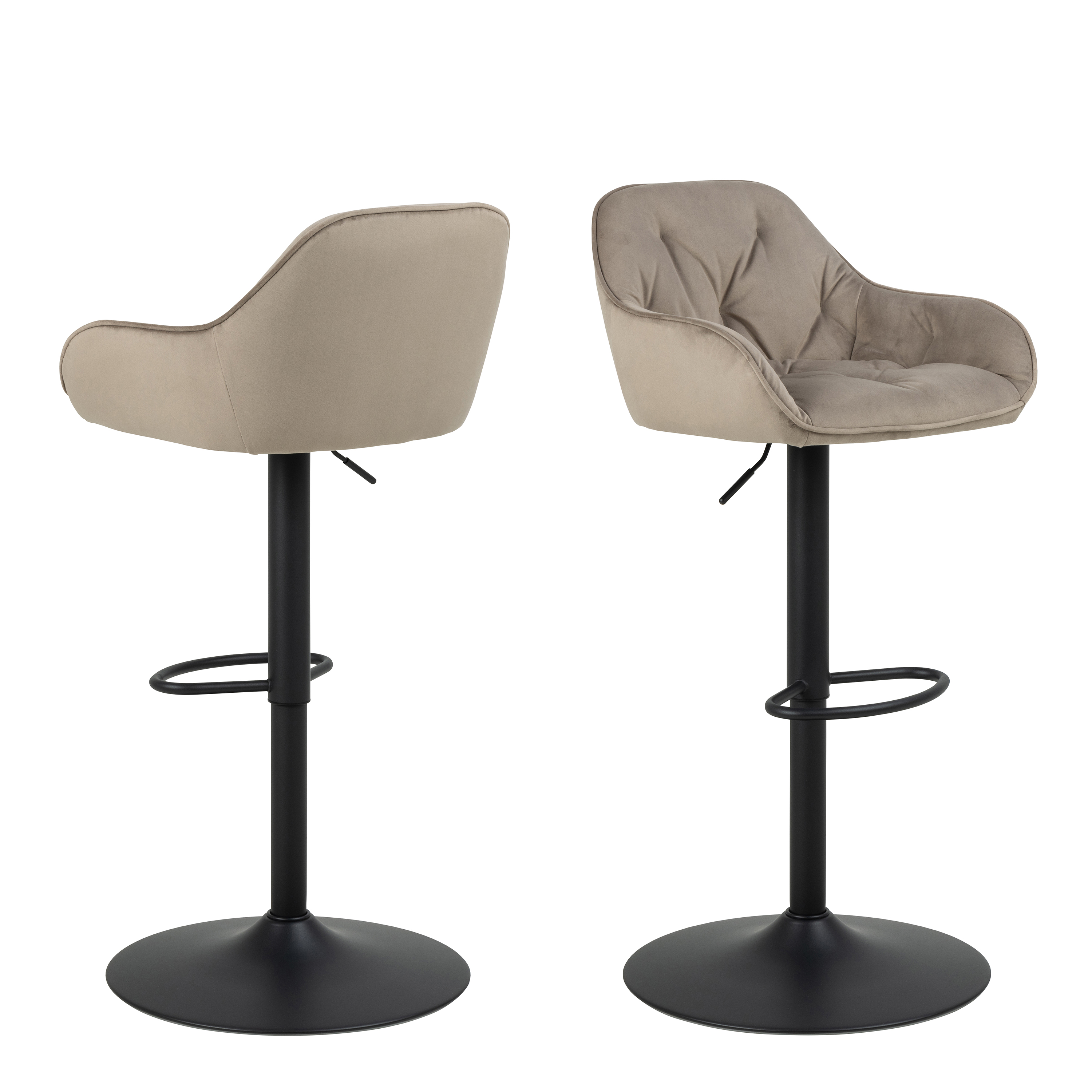 Bar Stool - BROOKE Swivel Bar Stool Height Ajustable Beige 52cm - Rosalind Collection