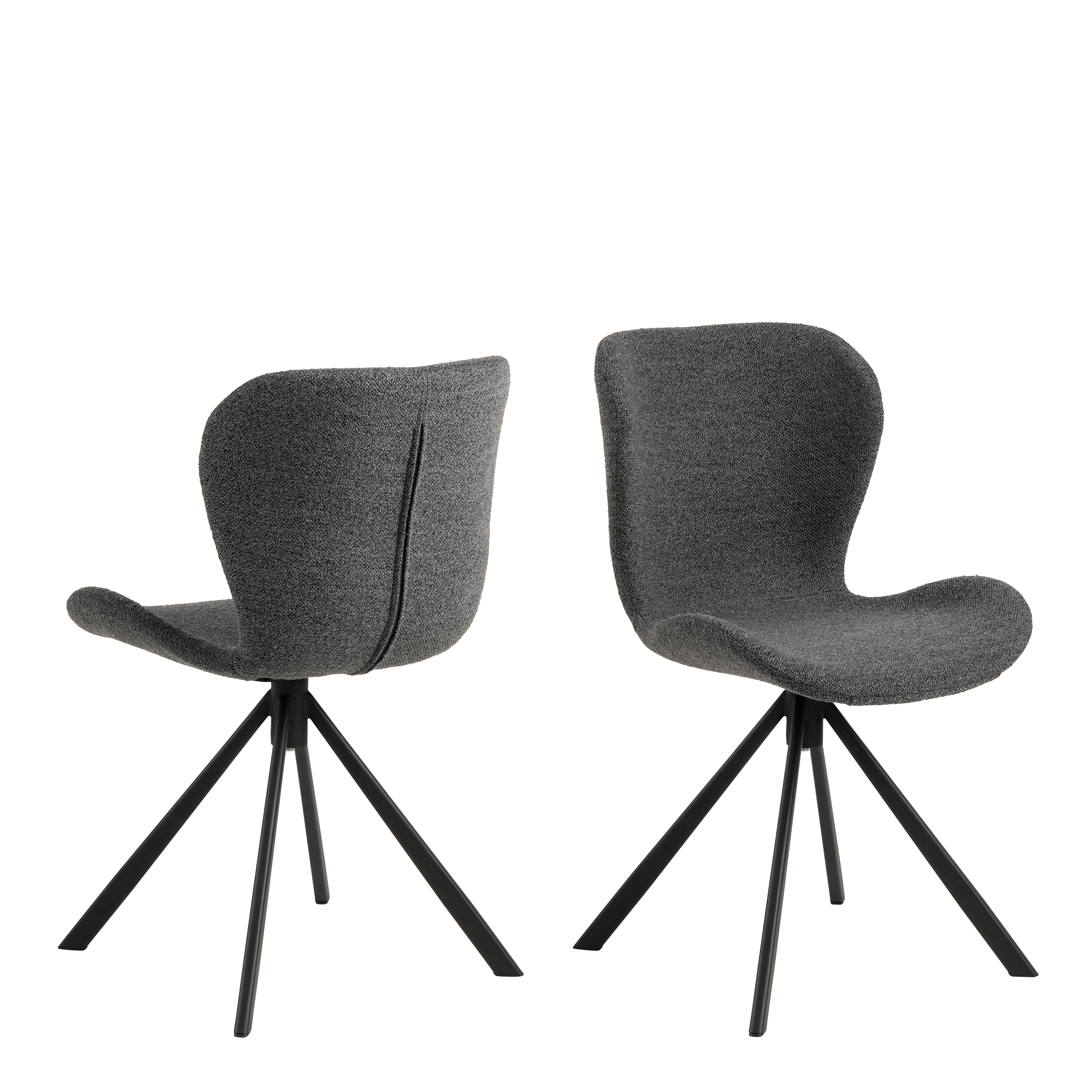 Batilda Swivel Dining chairs in Grey Fabic Set of 2 - Rosalind Collection
