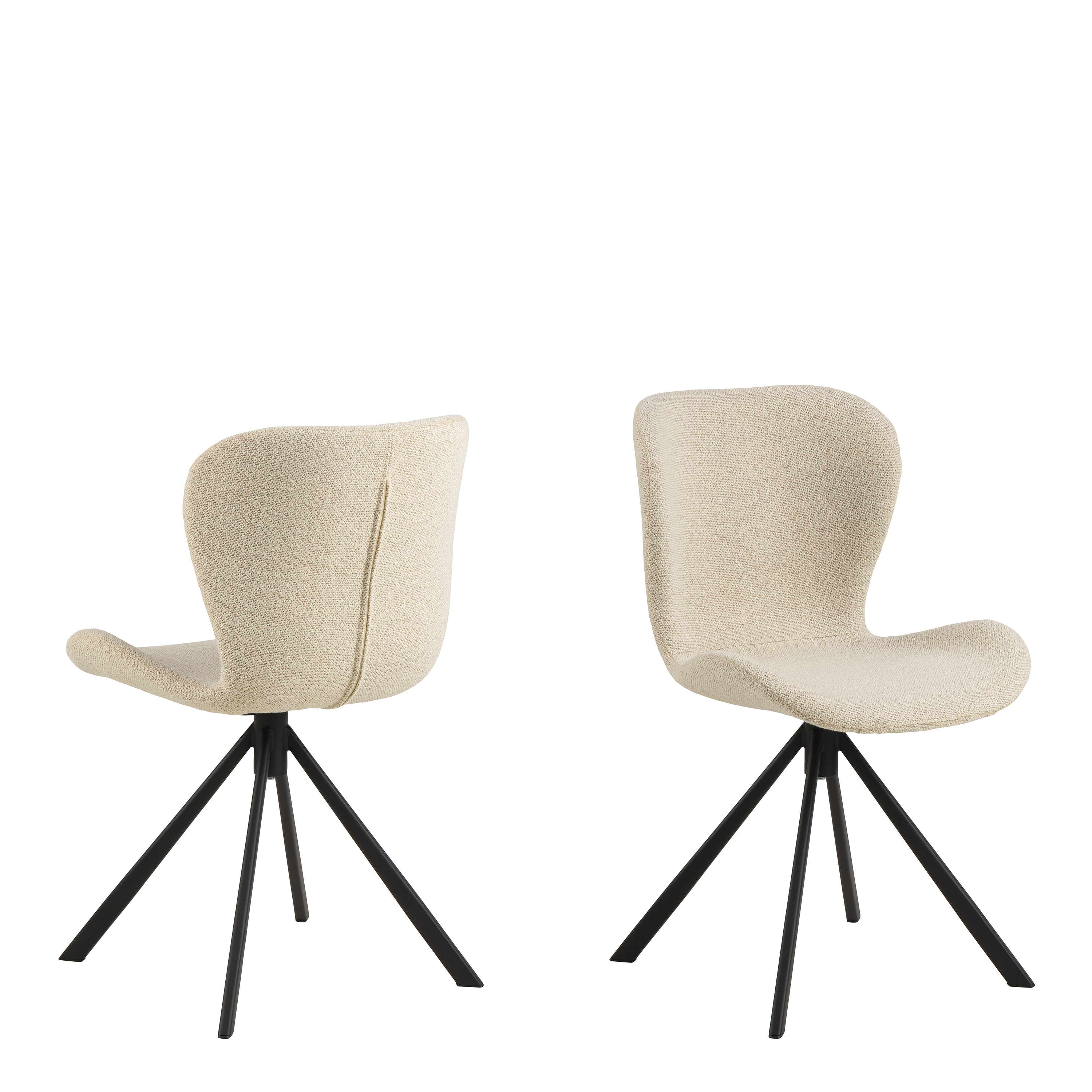 Batilda Swivel Dining chairs in Cream Fabic Set of 2 - Rosalind Collection