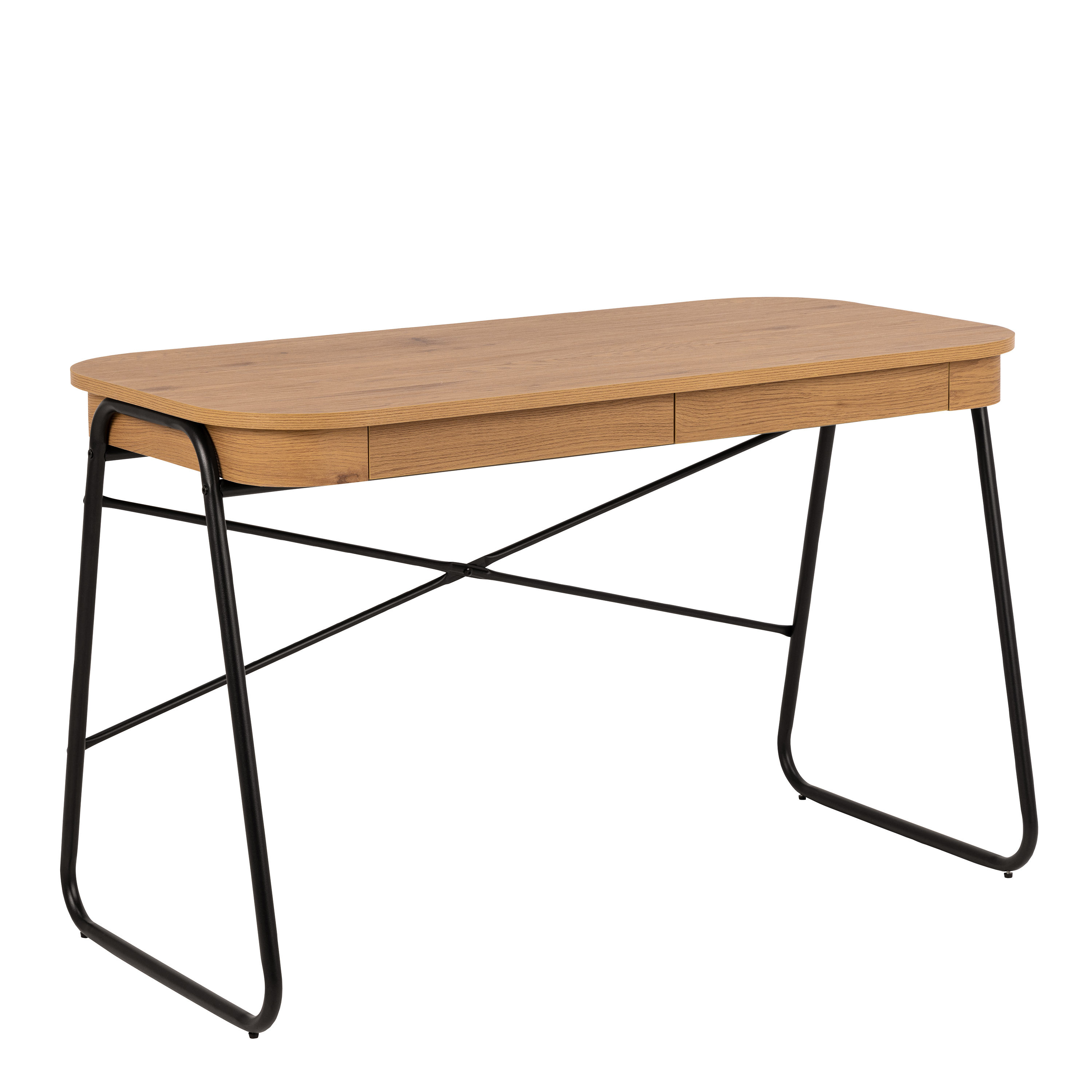 Blueton Office Desk with 2 Drawers in Black and Oak - Rosalind Collection