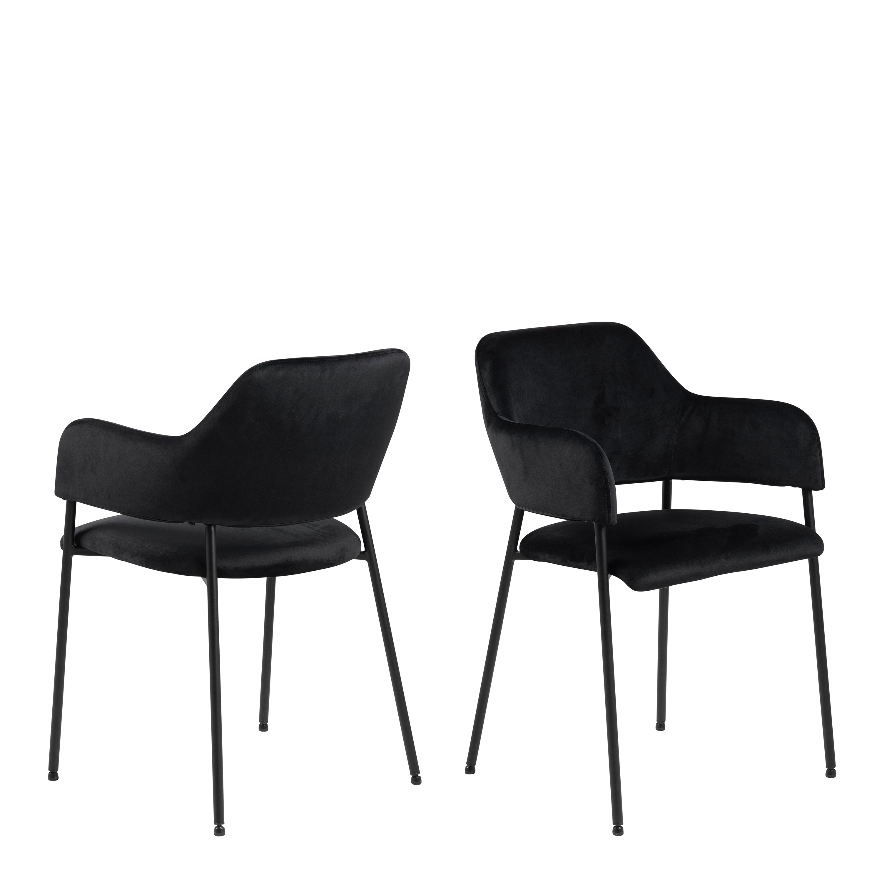 Lima Dining Chair with Armrest in Black Set of 2 - Rosalind Collection