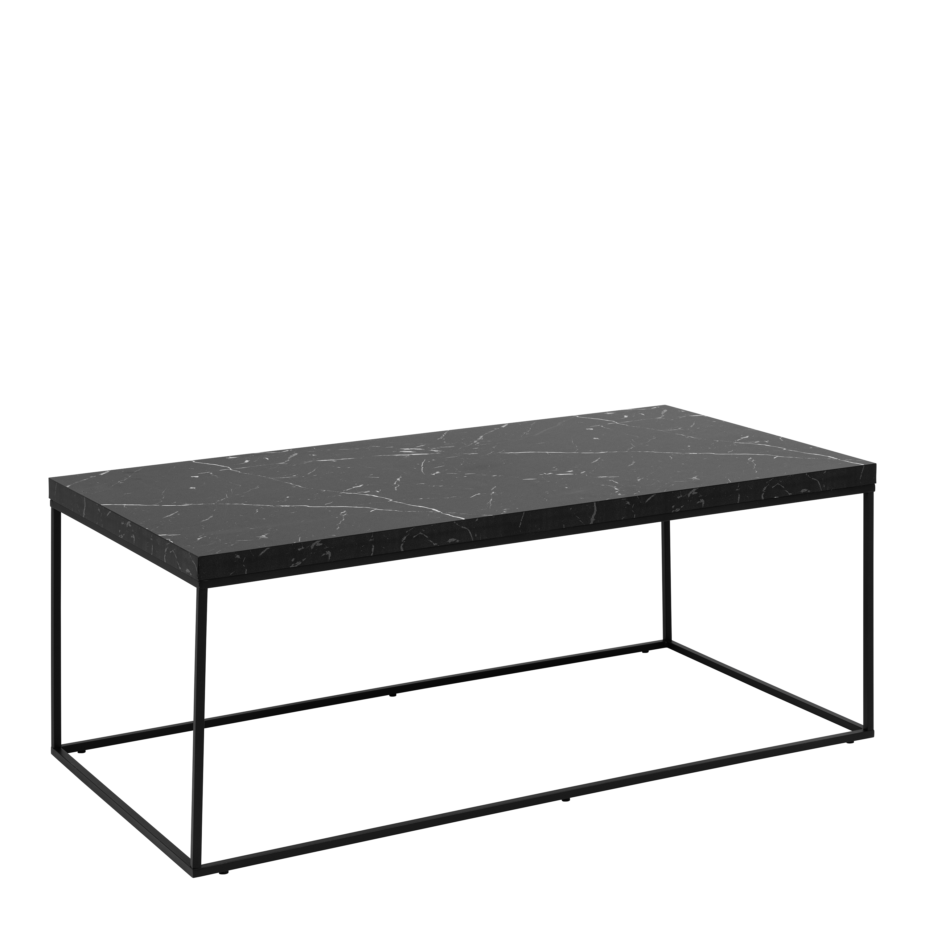 Barossa Coffee Table with Black Marble Effect Top & Black Steel Base 110x55x45cm - Rosalind Collection