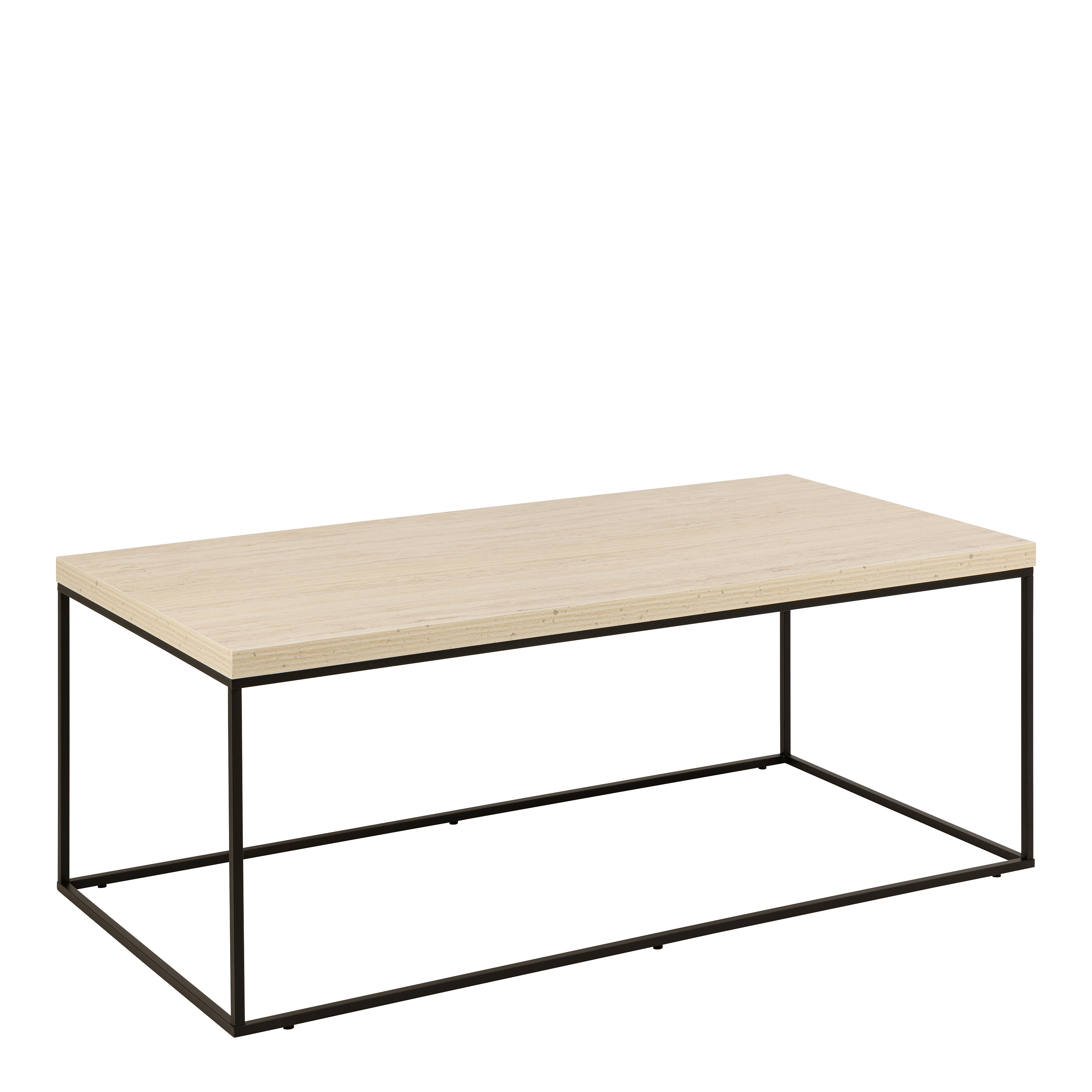 Barossa Coffee Table with Light Oak Top & Black Steel Base 110x55x45cm - Rosalind Collection