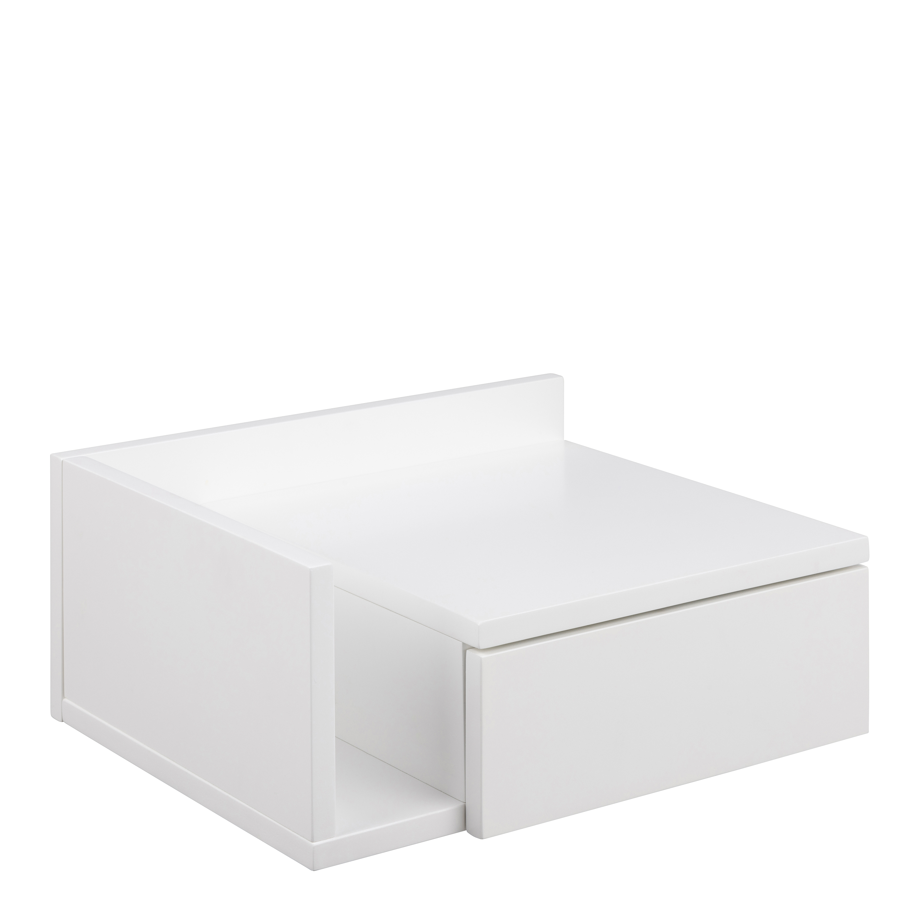 BROMERE 1 Drawer Wall Mounted Square Bedside Table in White - Rosalind Collection
