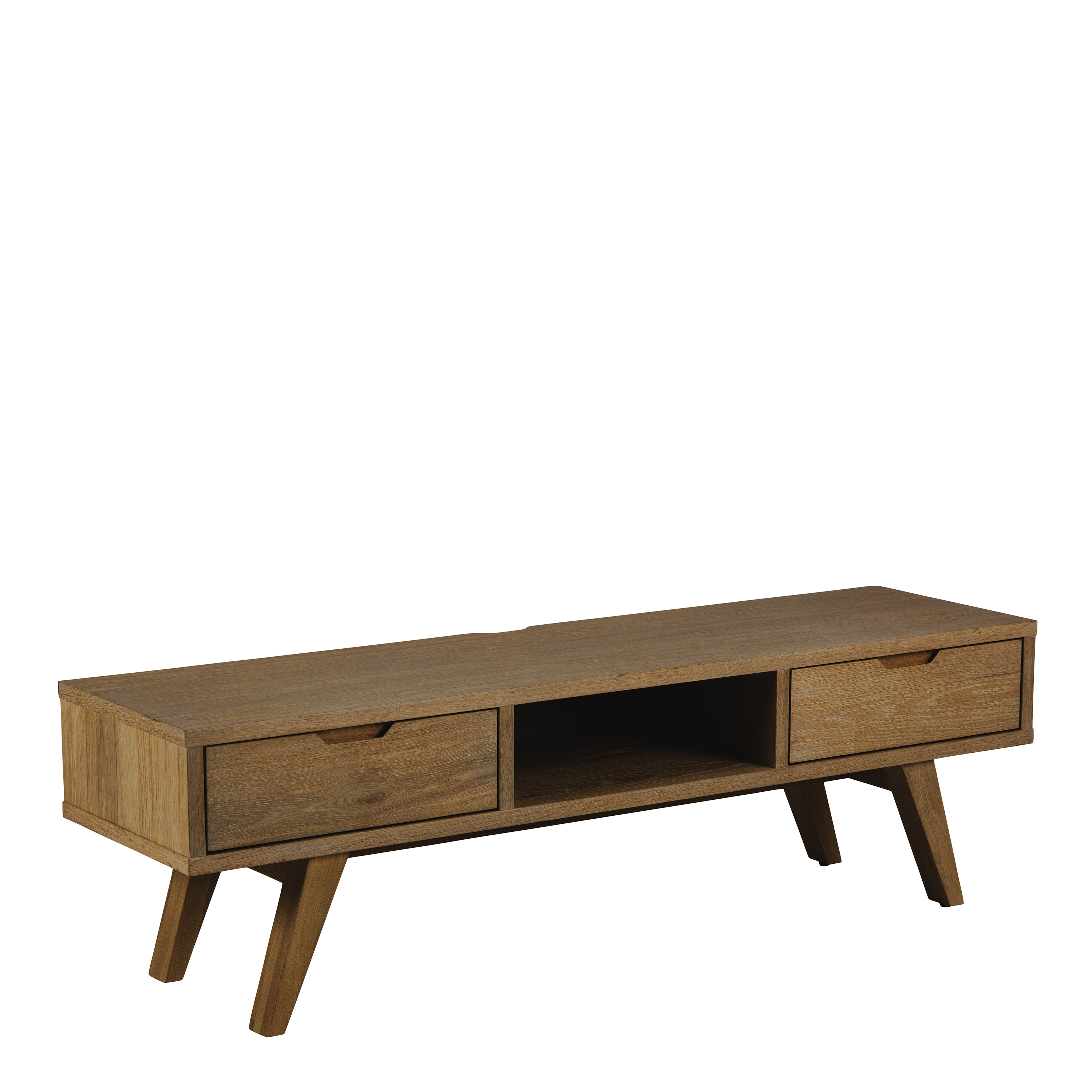 TV Stand - ALINE 2 Drawer Media Unit Smoked Oak 150cm - Rosalind Collection