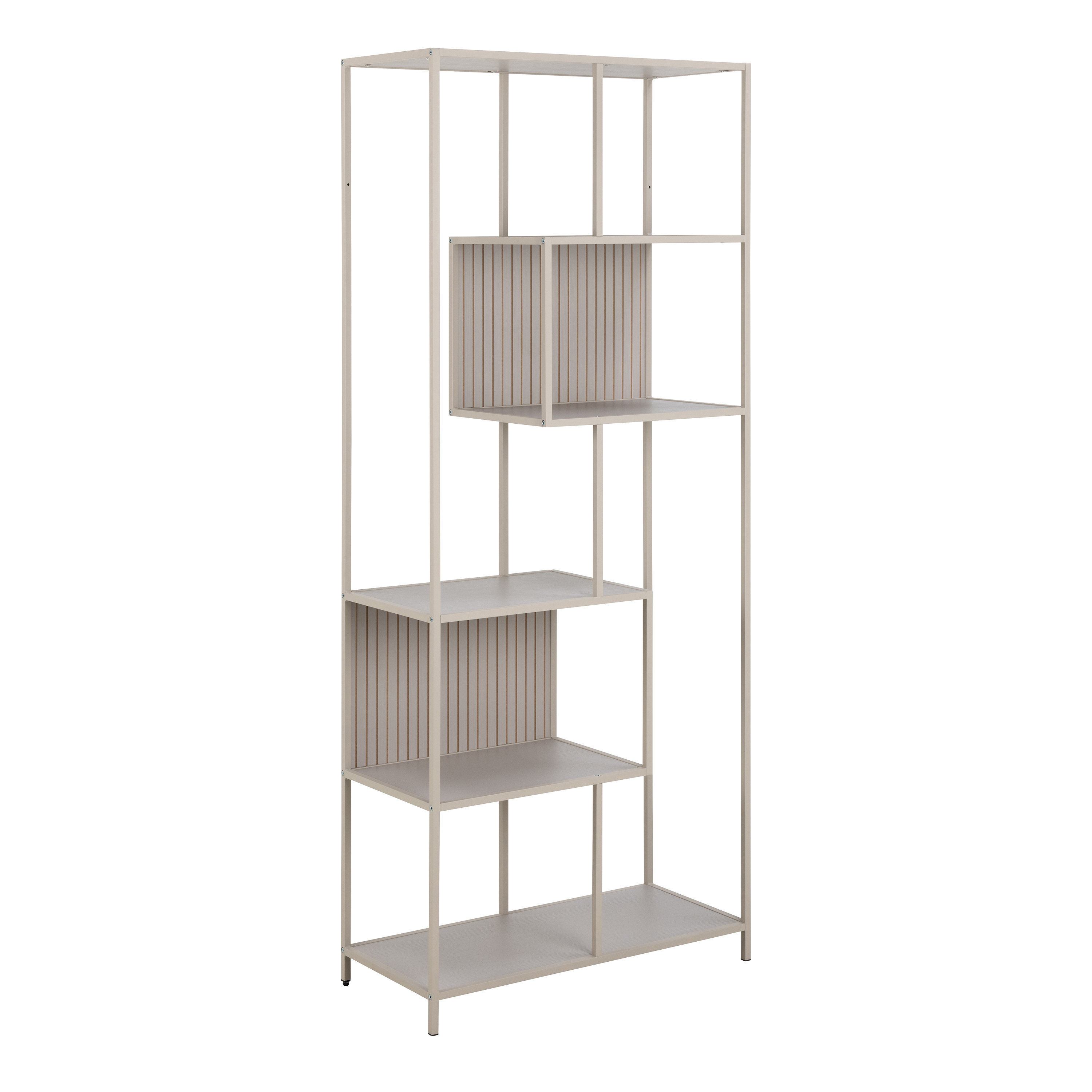 SAM Tall Grey Metal Bookcase with 5 Shelves - Rosalind Collection