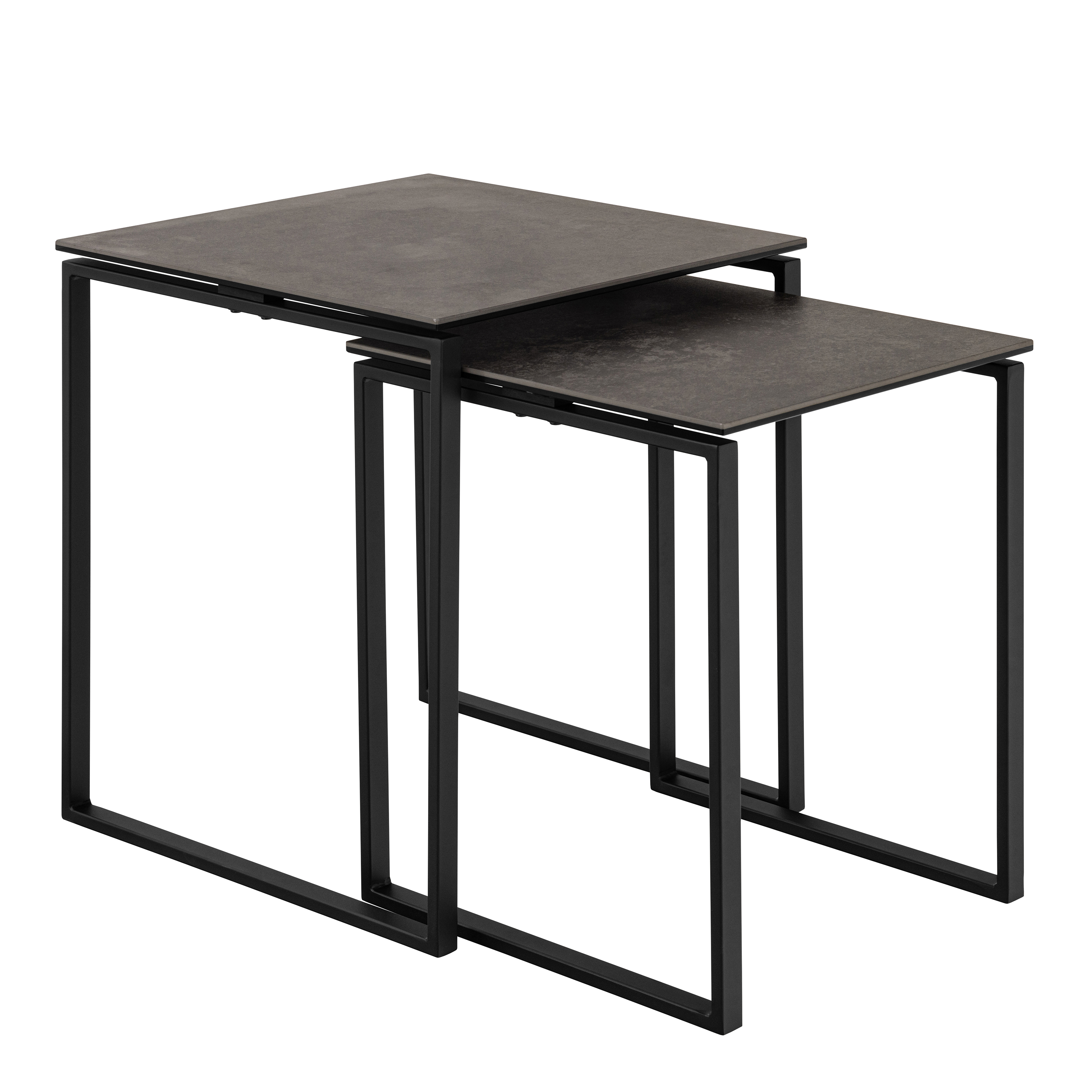 INVERRA Square Coffee Table Set in Ceramic Black - Rosalind Collection