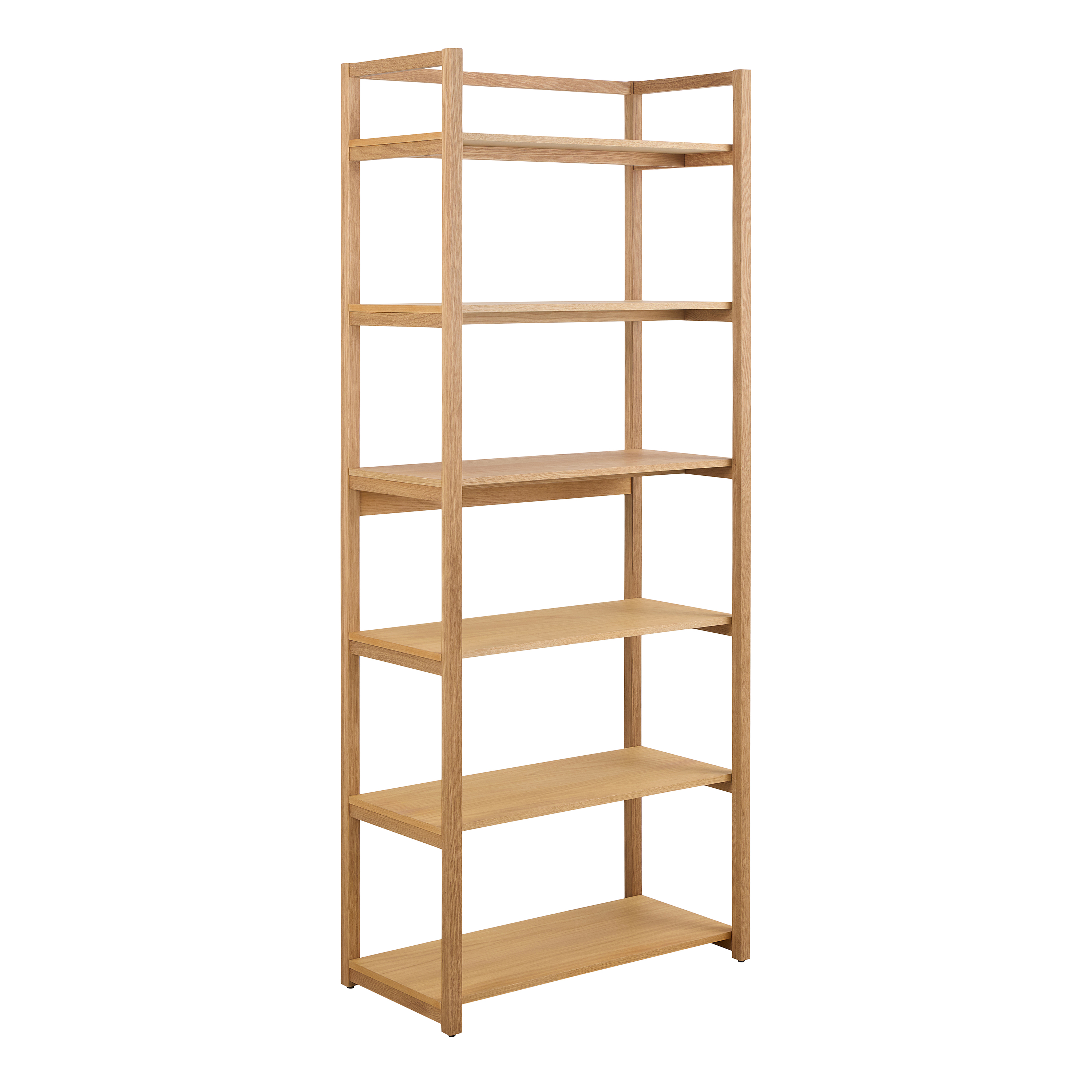 LIORA Rectangular Bookcase With 6 Shelves in Oak - Rosalind Collection