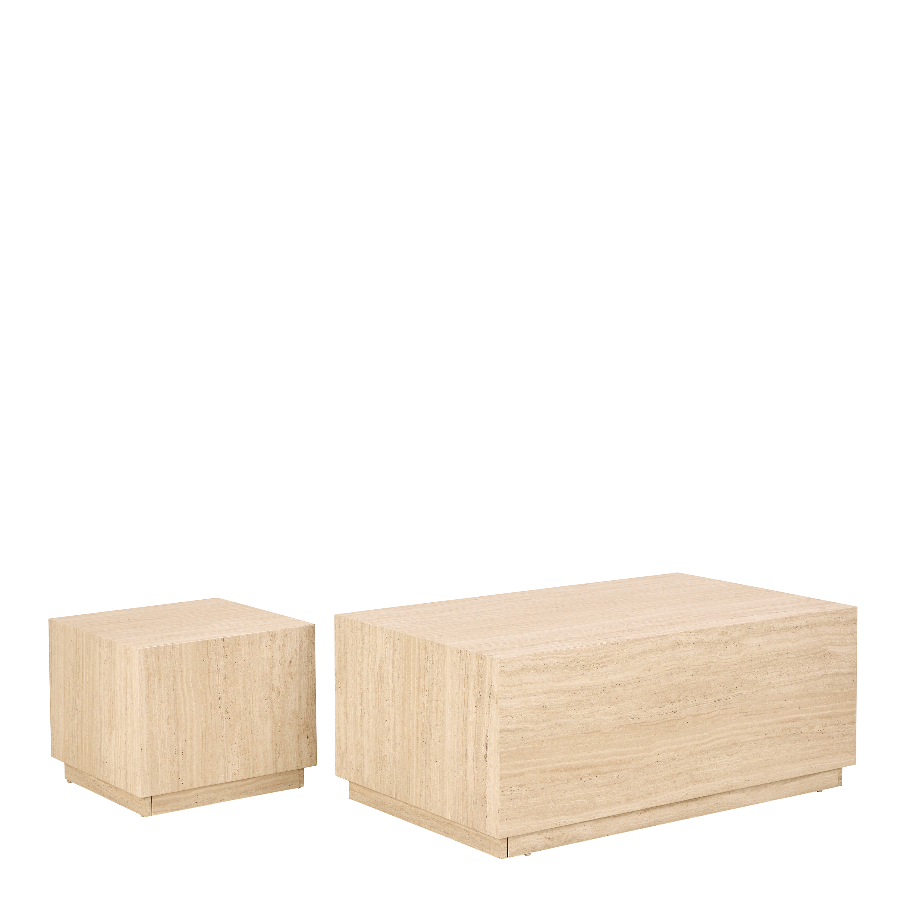 DISA Square and Rectangular Coffee Table in Travertine Rough Paper Effect - Set of 2 - Rosalind Collection