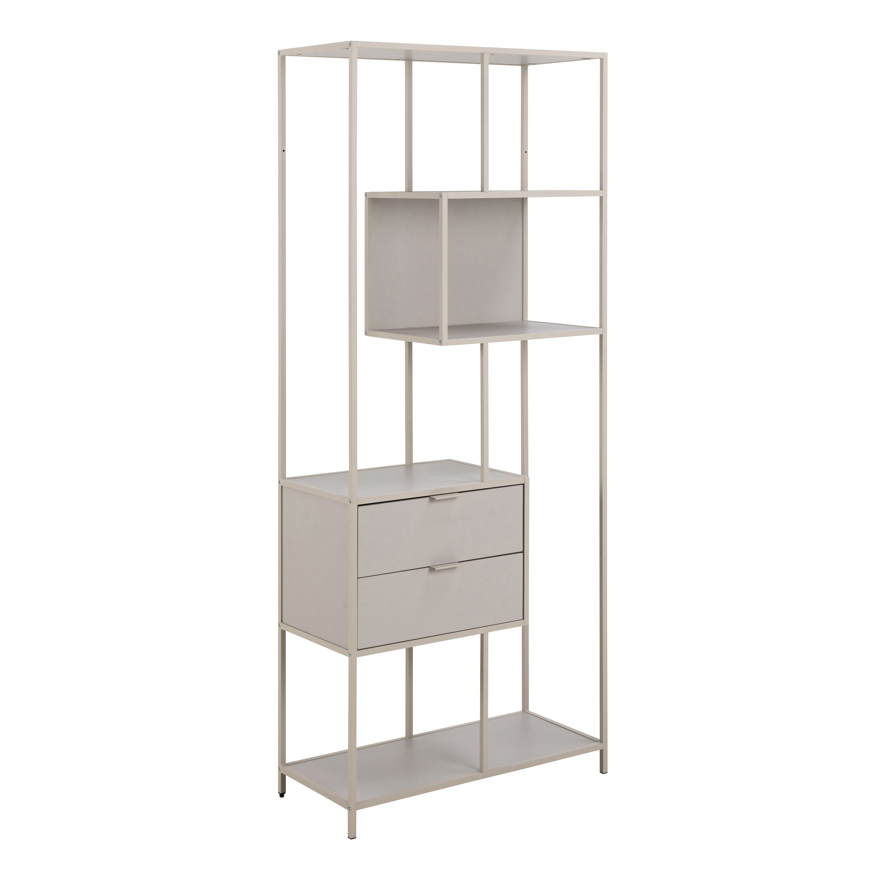 SAM Tall Grey Metal 2 Drawer Bookcase with 4 Shelves - Rosalind Collection