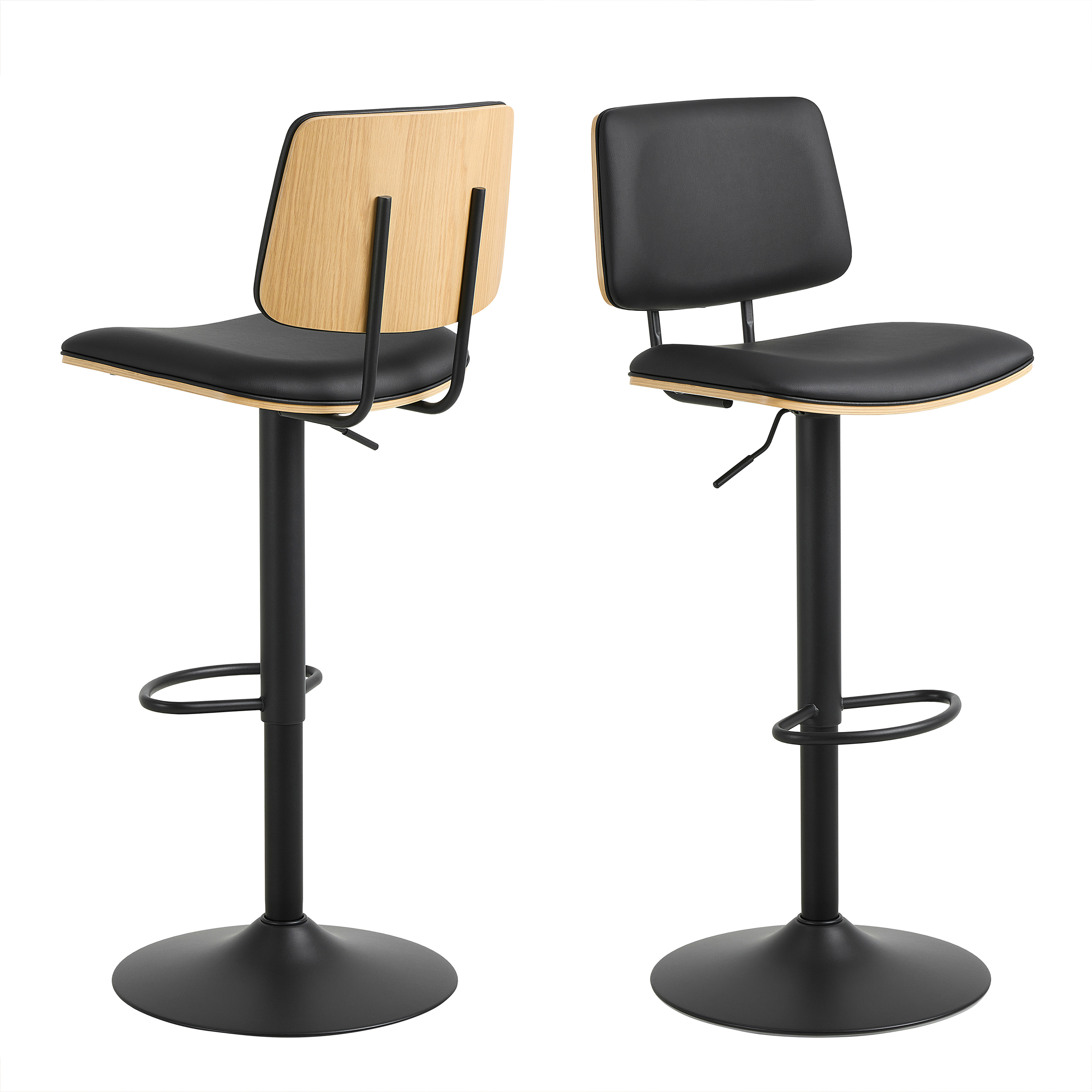 TARELI Swivel Bar Stool With Height Adjustable Function in Matt Black - Rosalind Collection