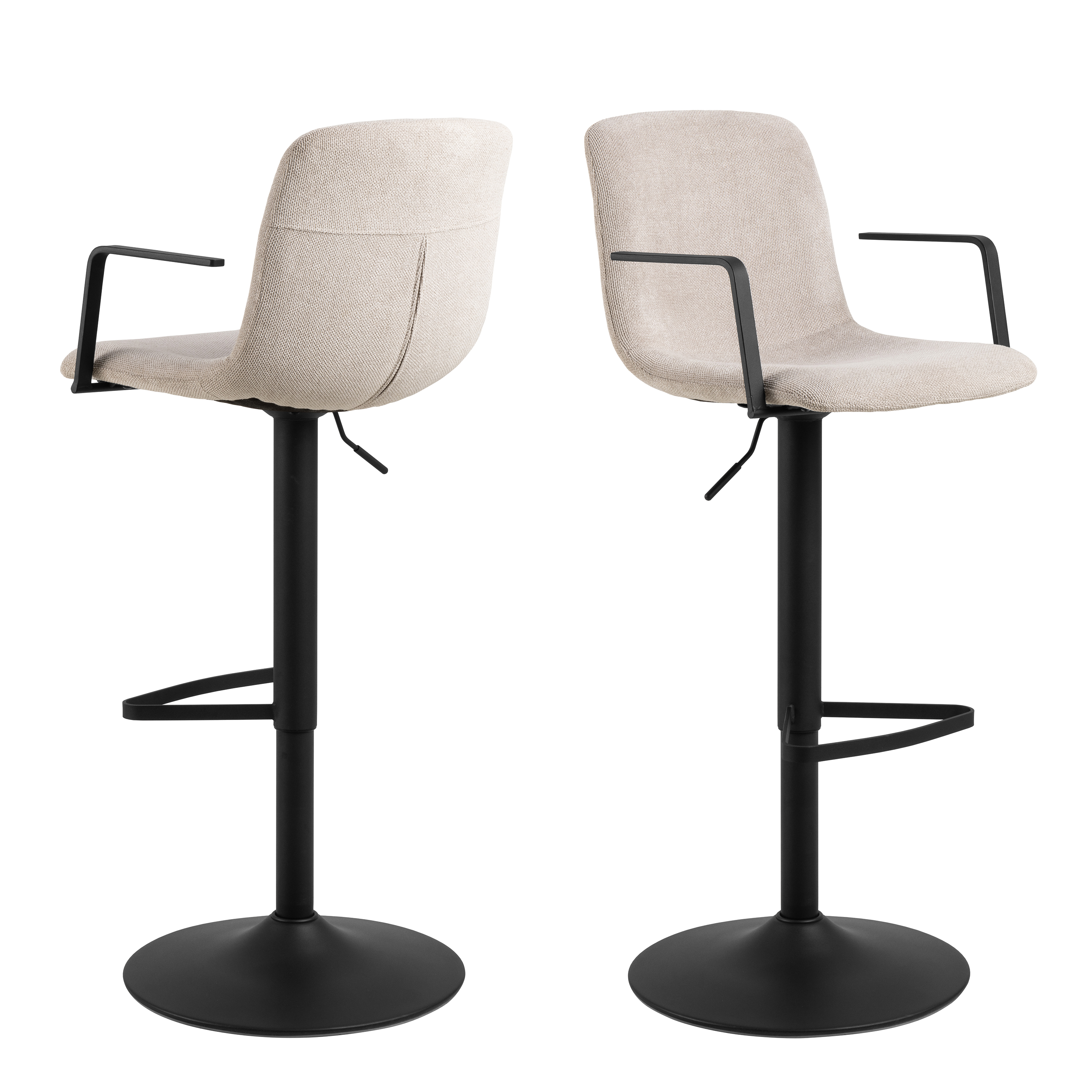 GALVITH Swivel Beige Bar Stool With Adjustable Height Function - Set of 2 - Rosalind Collection