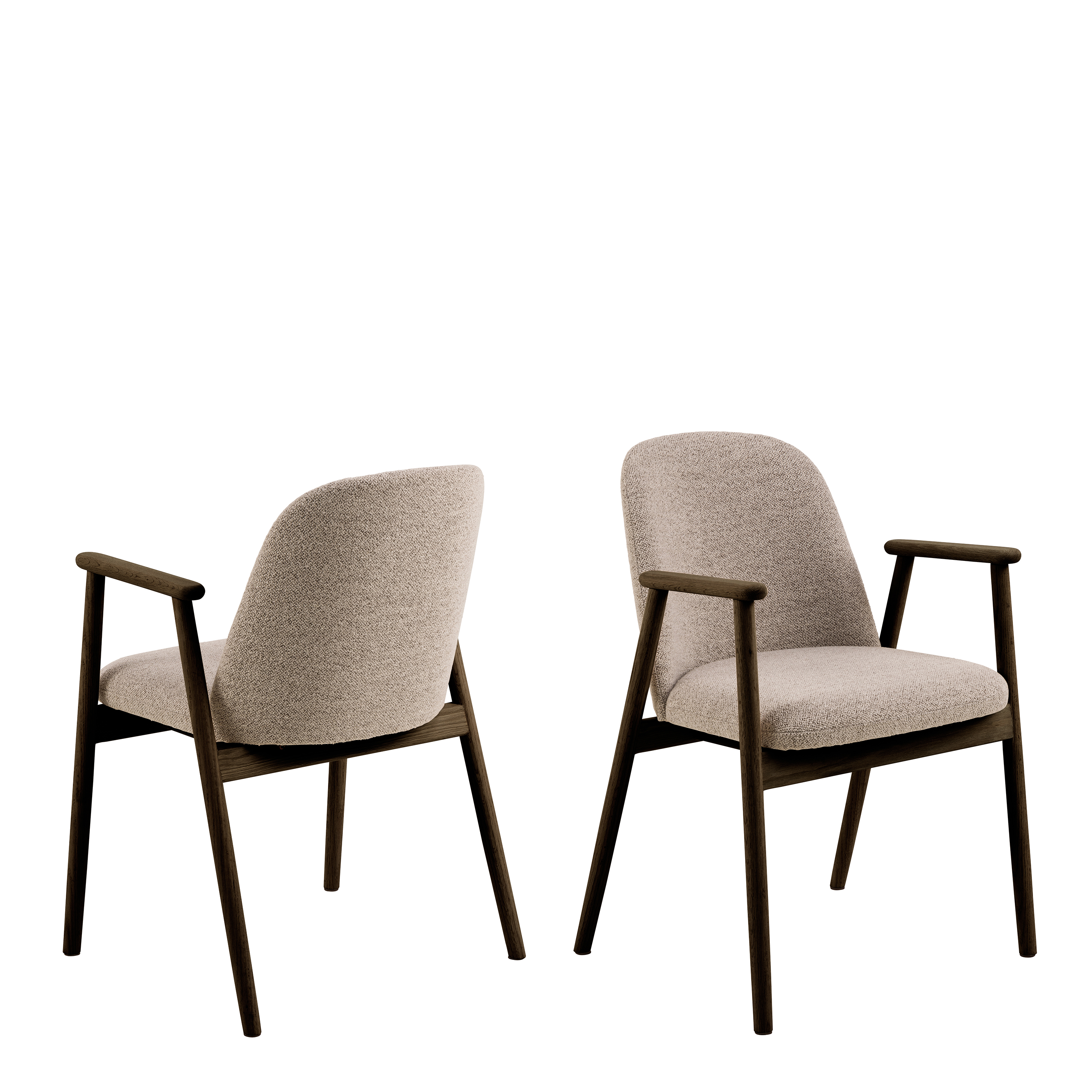 WEXFORDE Dining Chairs With Armrest in Monza Fabric Beige - Set of 2 - Rosalind Collection