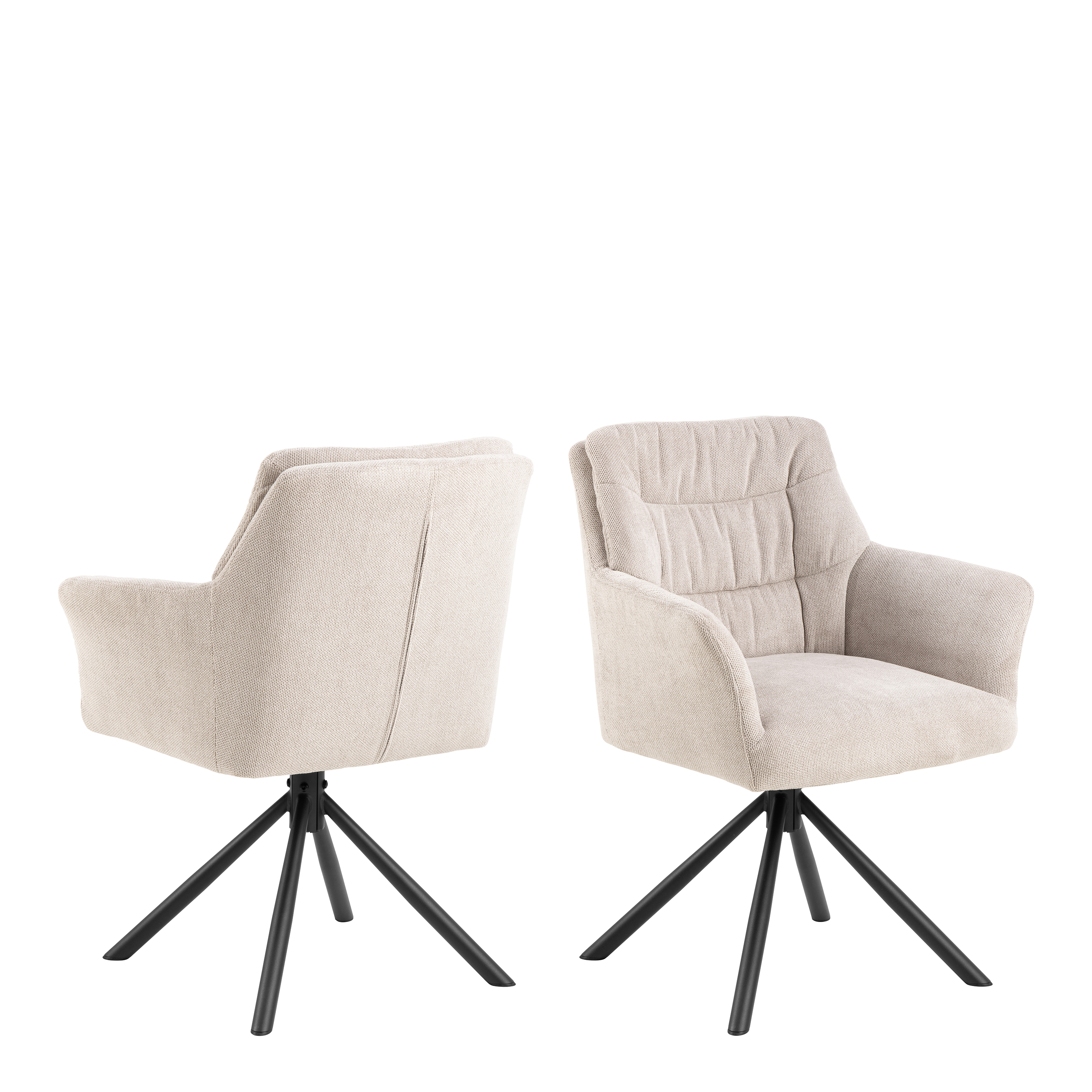 ATLAS Swivel Cream Dining Chair with Armrest Set of 2 - Rosalind Collection