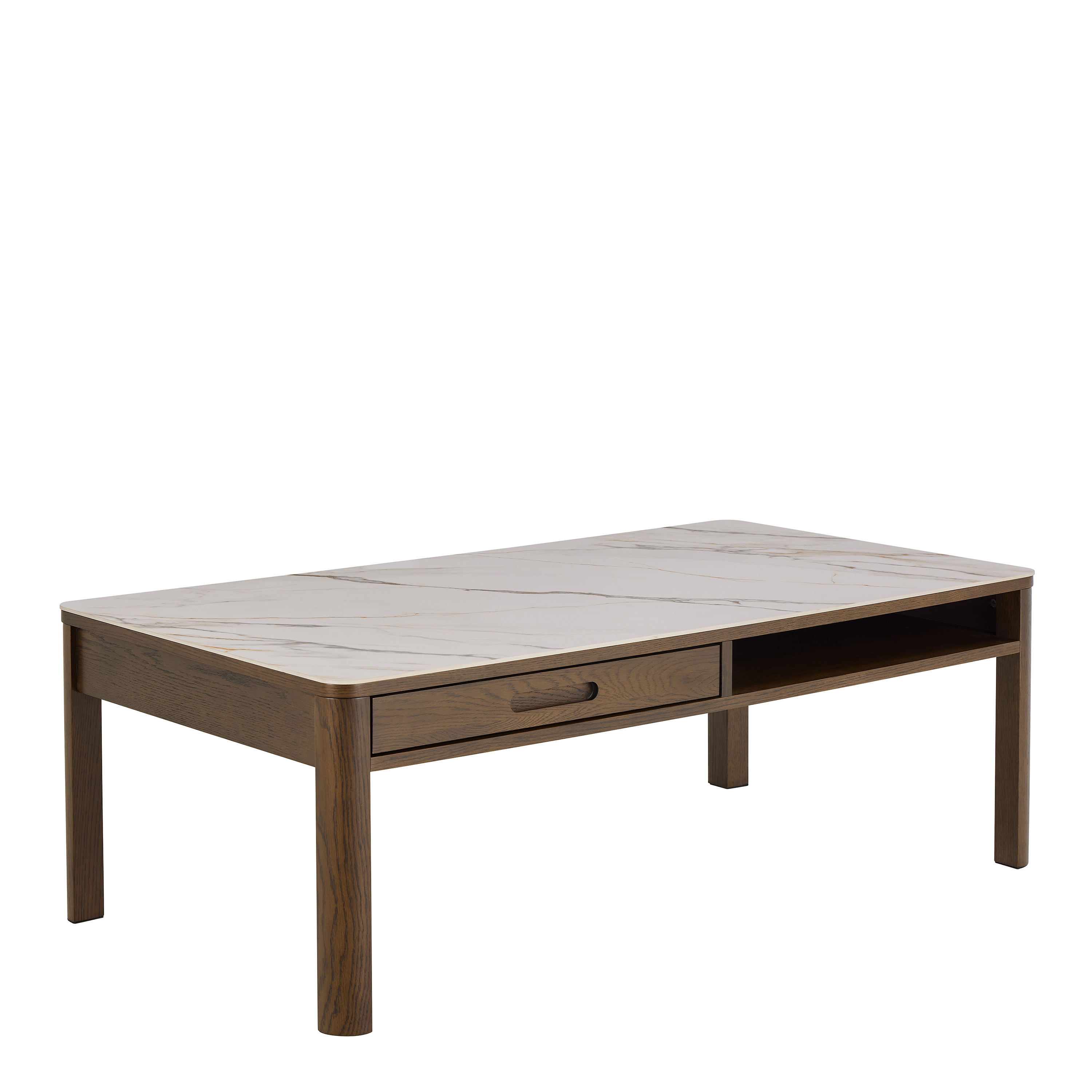 SOUTHA Rectangular Coffee Table 1 Drawer 1 Shelf in Cream Ceramic - Rosalind Collection
