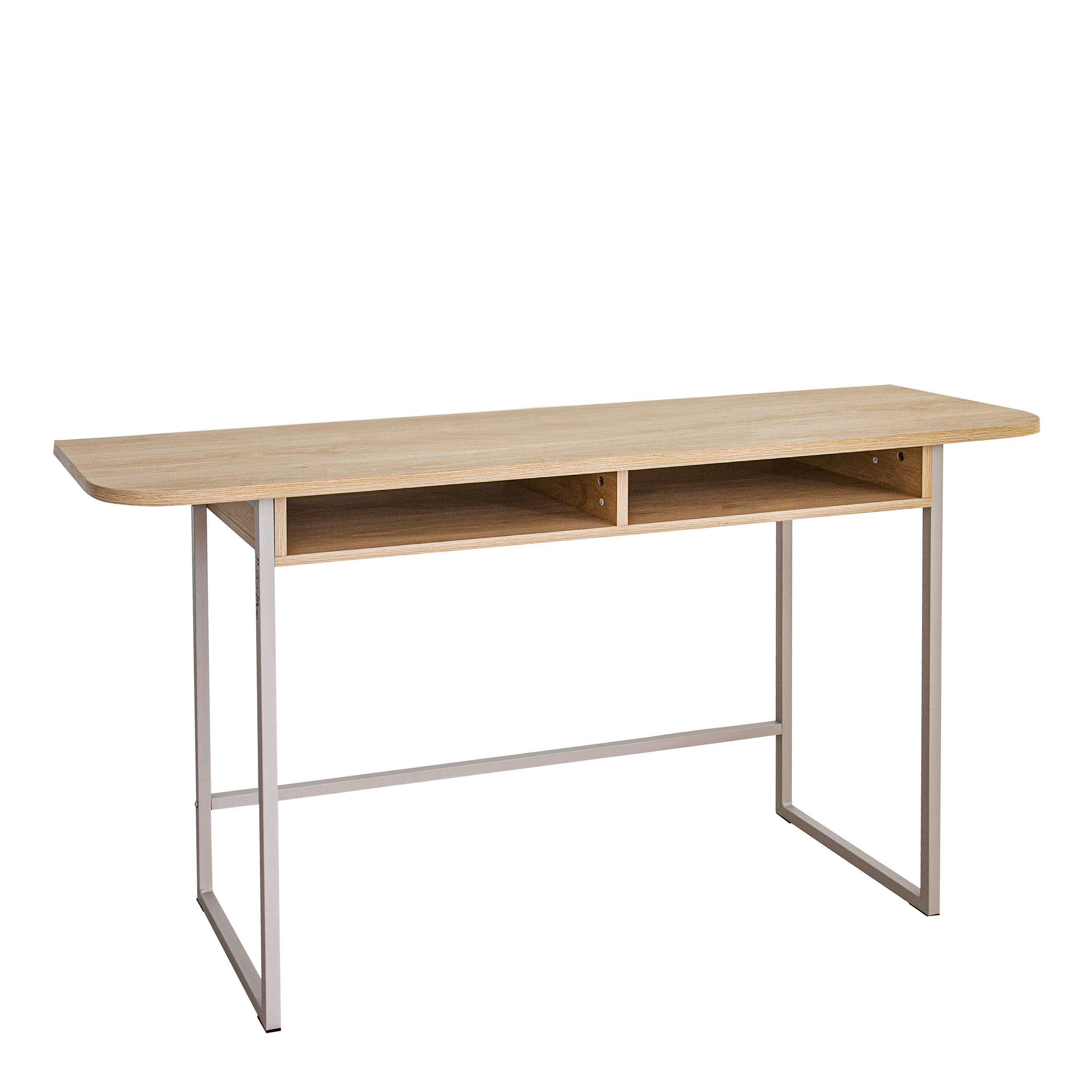 KENDRAL Console Table With 2 Open Shelves and Oak Top - Rosalind Collection