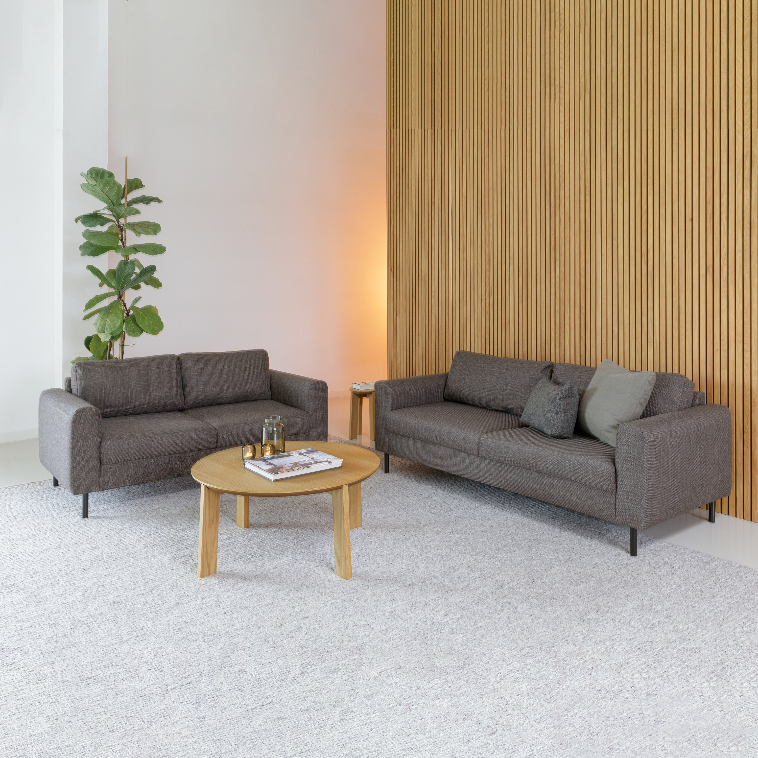 Sofa Set - CALVERA Fabric 2 Seater and 3 Seater Sofa Set - Light Grey - Rosalind Collection