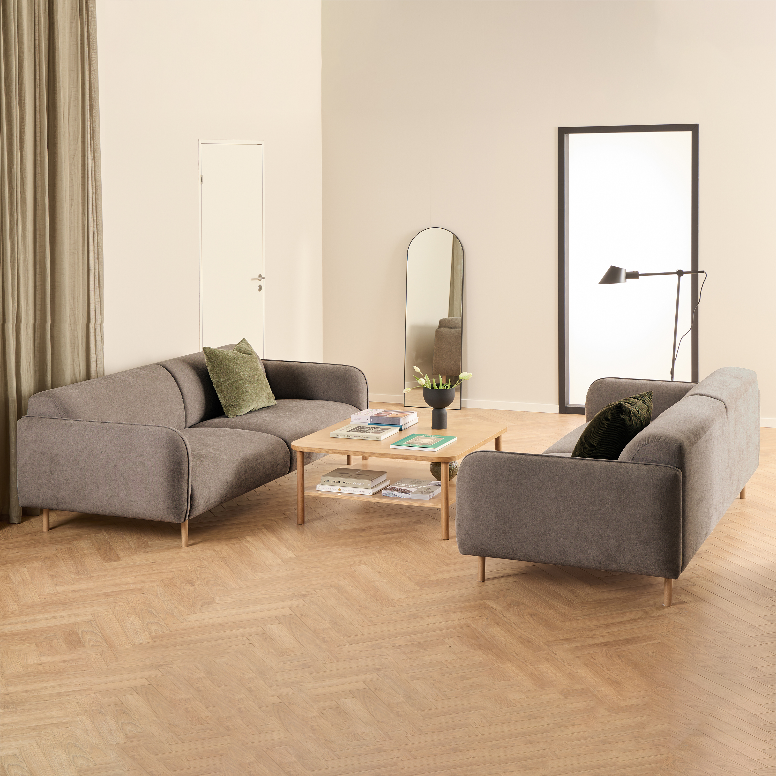 Sofa Set - WESTRYNE Fabric 3 Seater Sofa Set - Brown - Rosalind Collection
