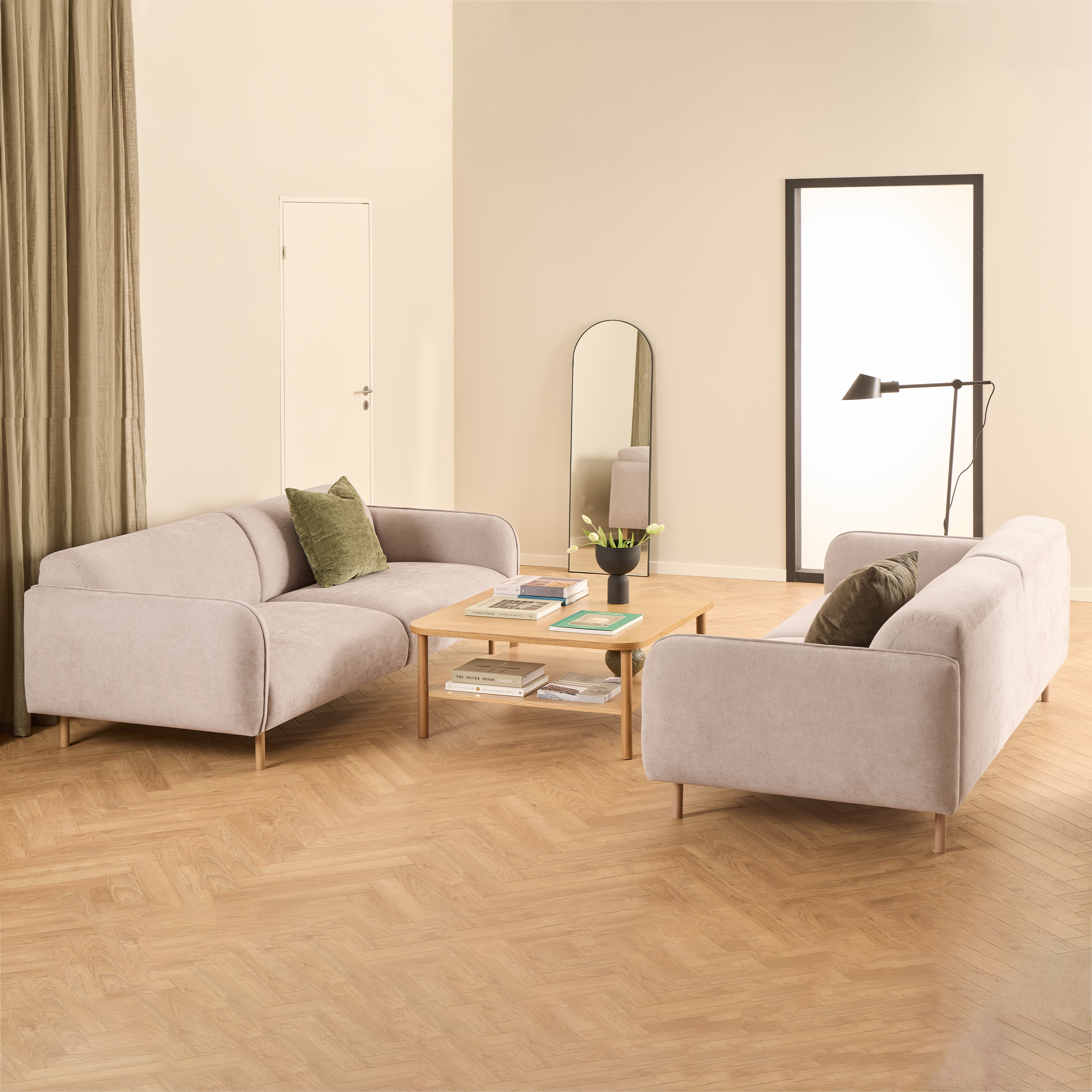 Sofa Set - WESTRYNE Fabric 3 Seater Sofa Set - Beige - Rosalind Collection