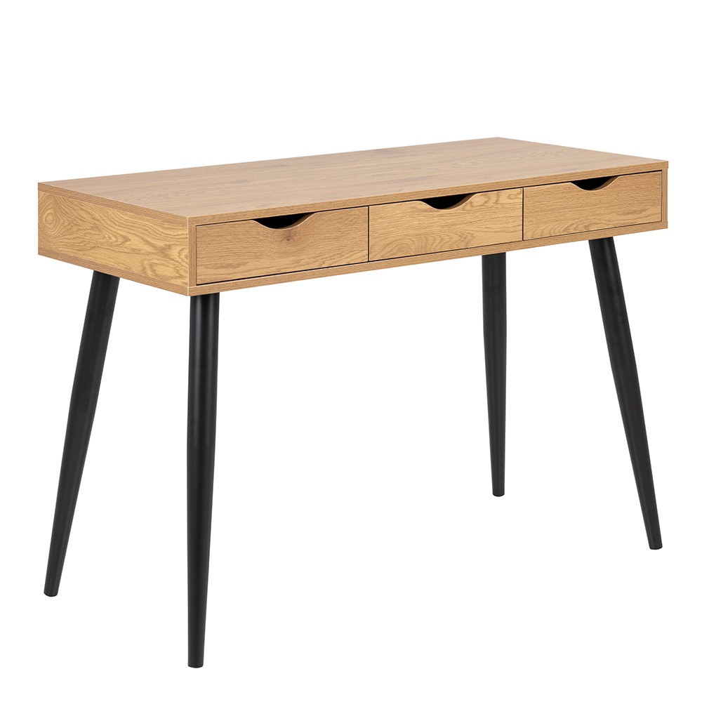 Neptun 3 Drawer Office Desk in Oak - Rosalind Collection