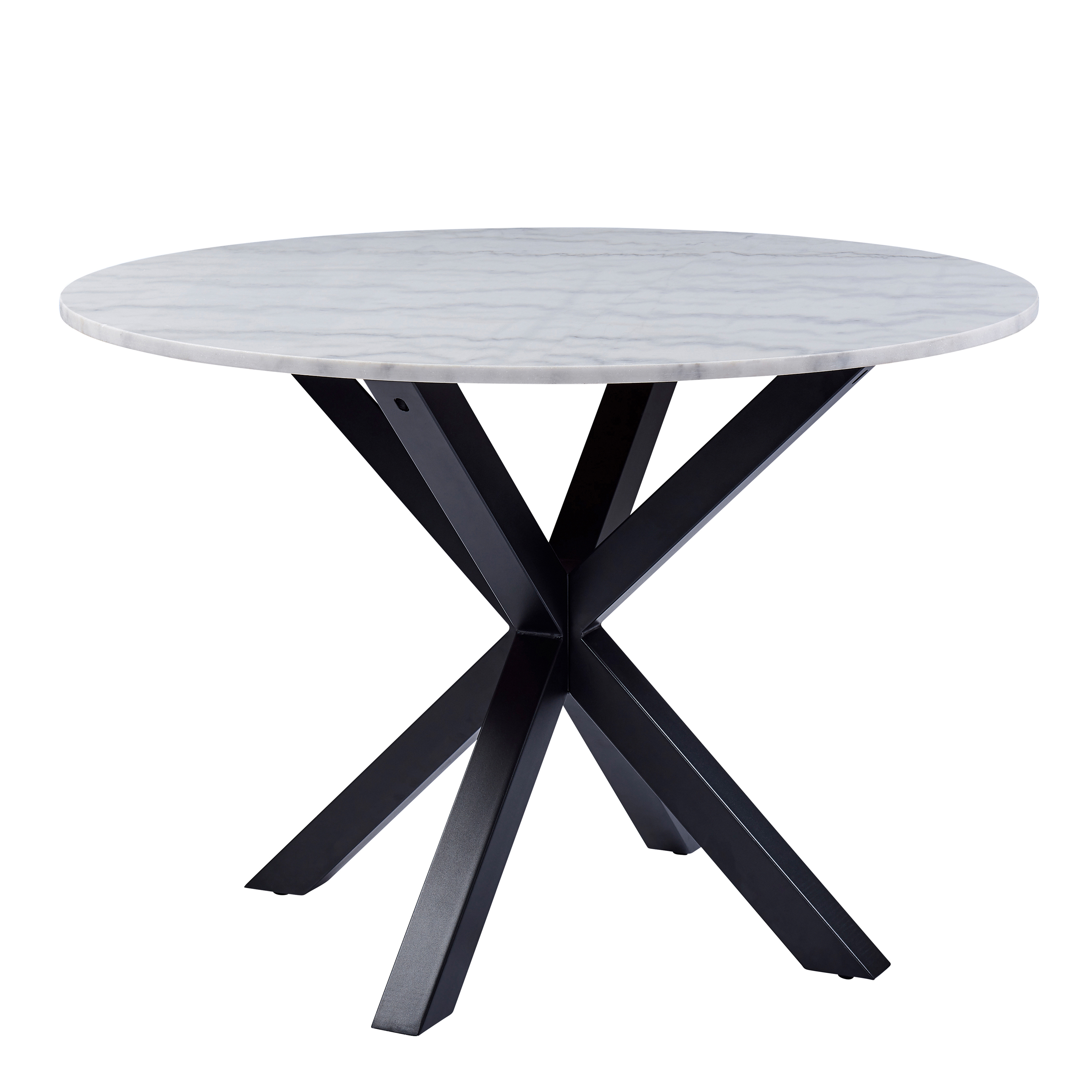 Heaven Round Dining Table with White Polished Marble Top - Rosalind Collection