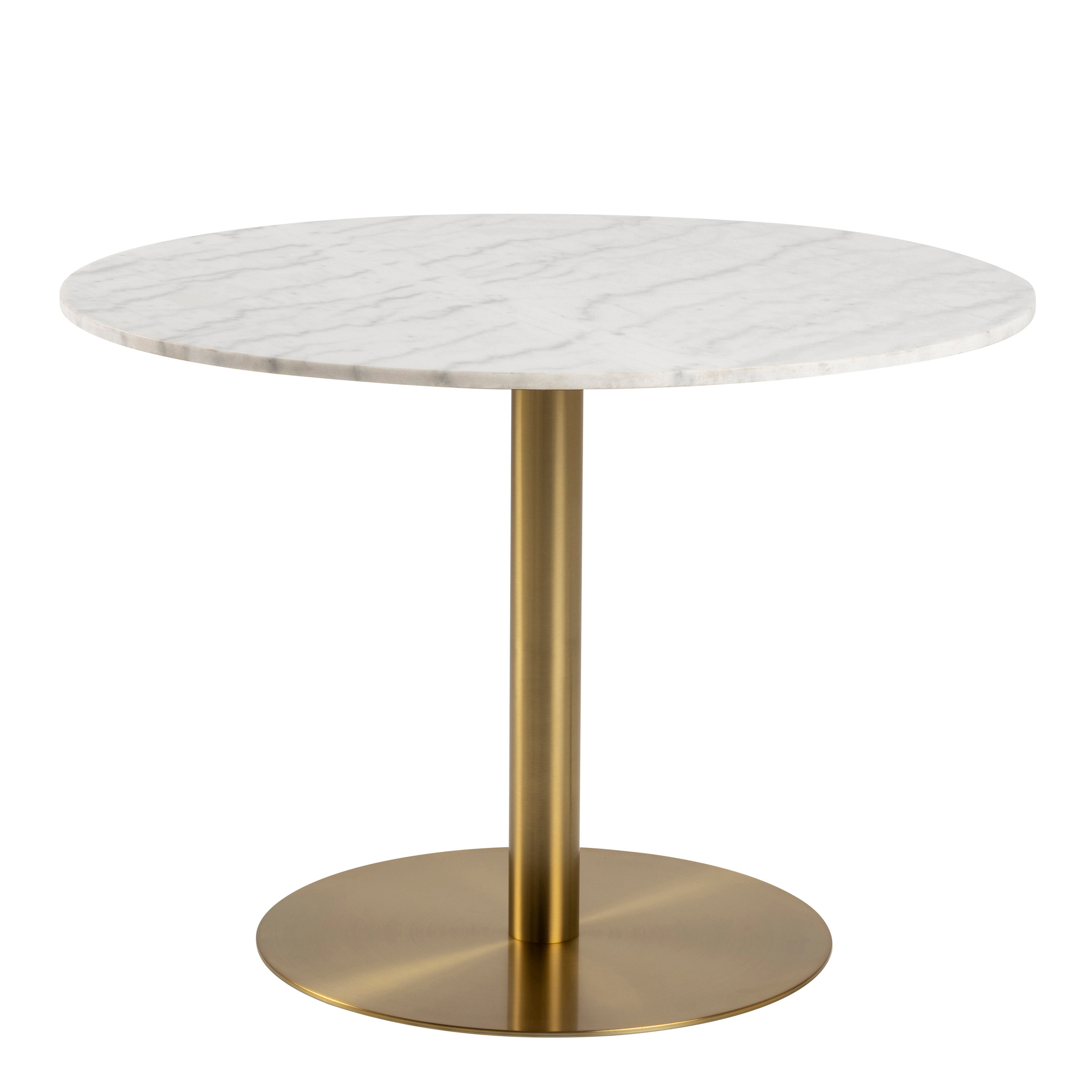 Corby Round Dining Table with White Marble Effect Top & Gold Base - Rosalind Collection