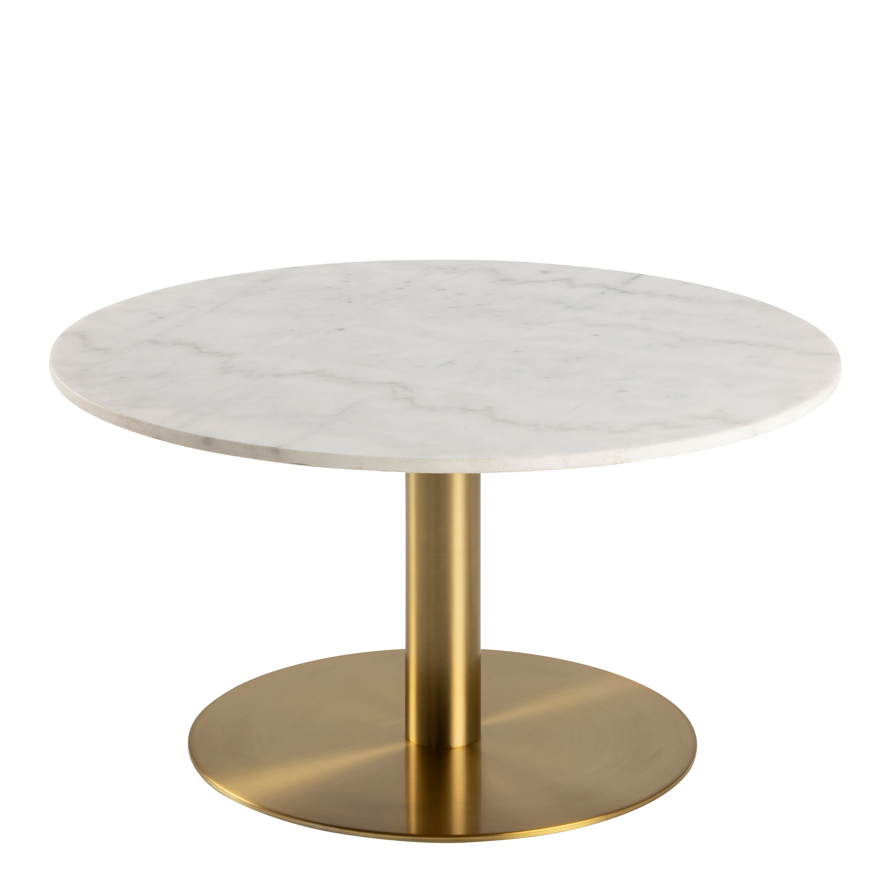 Corby Round Coffee Table with White Marble Effect Top & Gold Base - Rosalind Collection
