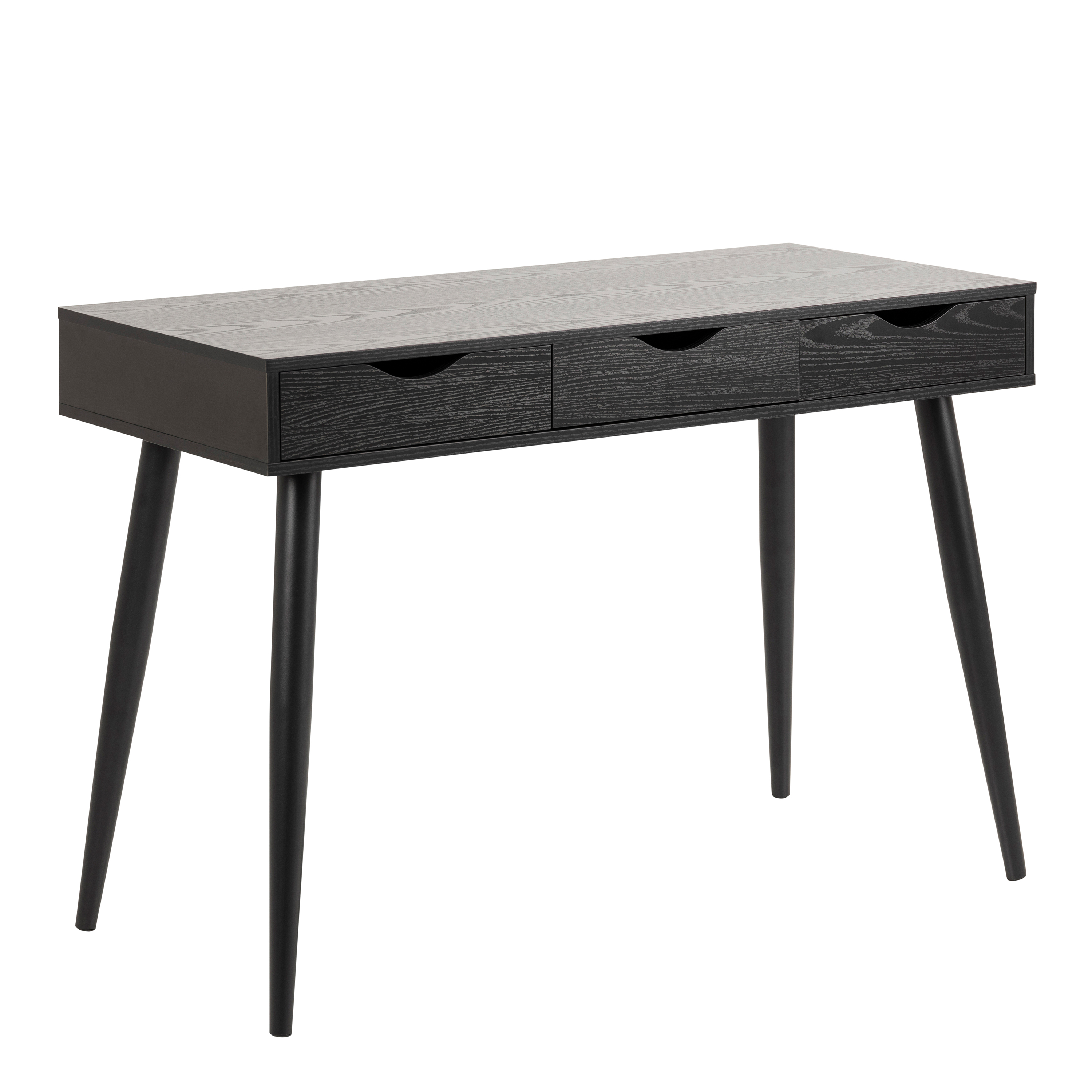 Neptun 3 Drawer Office Desk in Black - Rosalind Collection