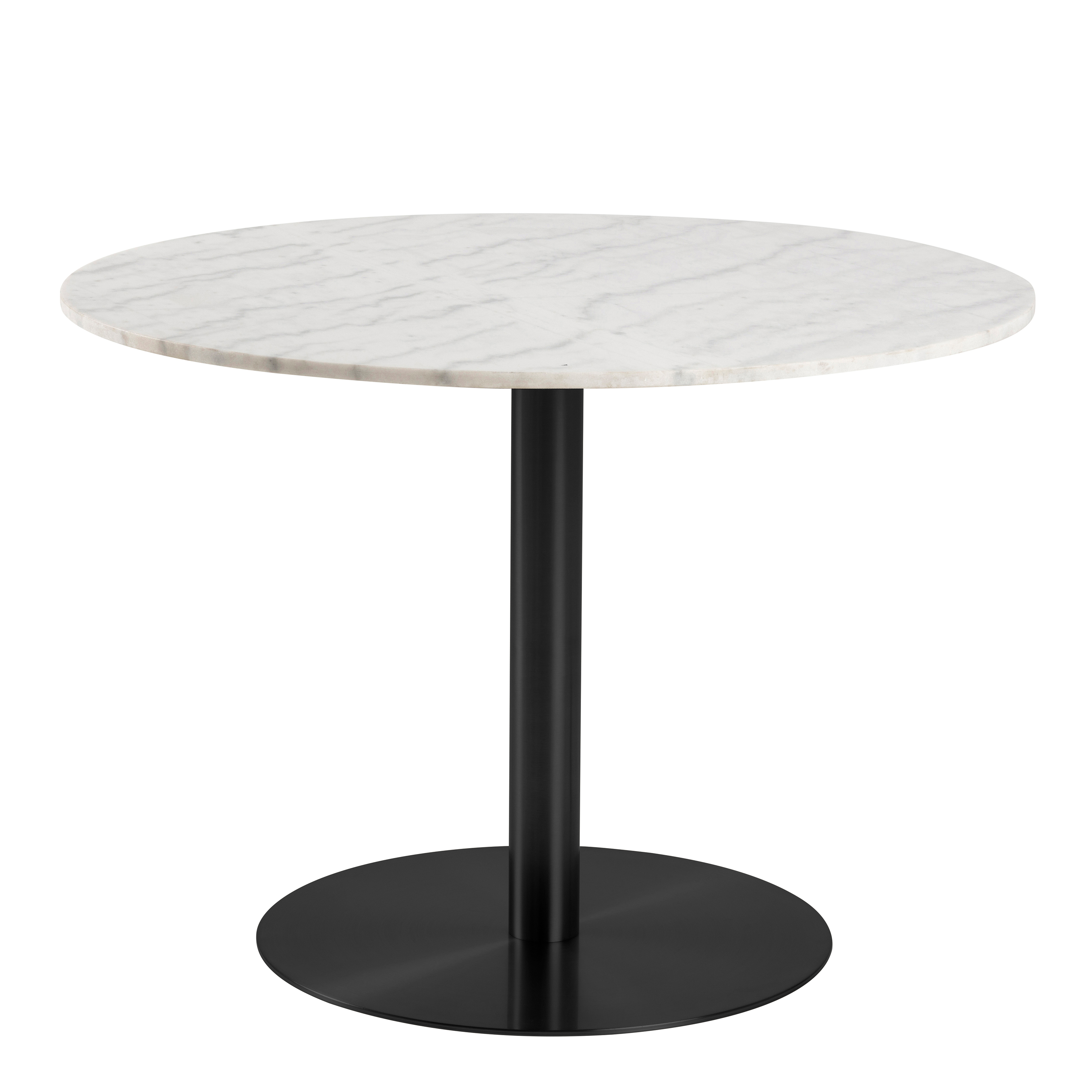 Corby Round Dining Table with White Marble Effect Top & Black Base - Rosalind Collection