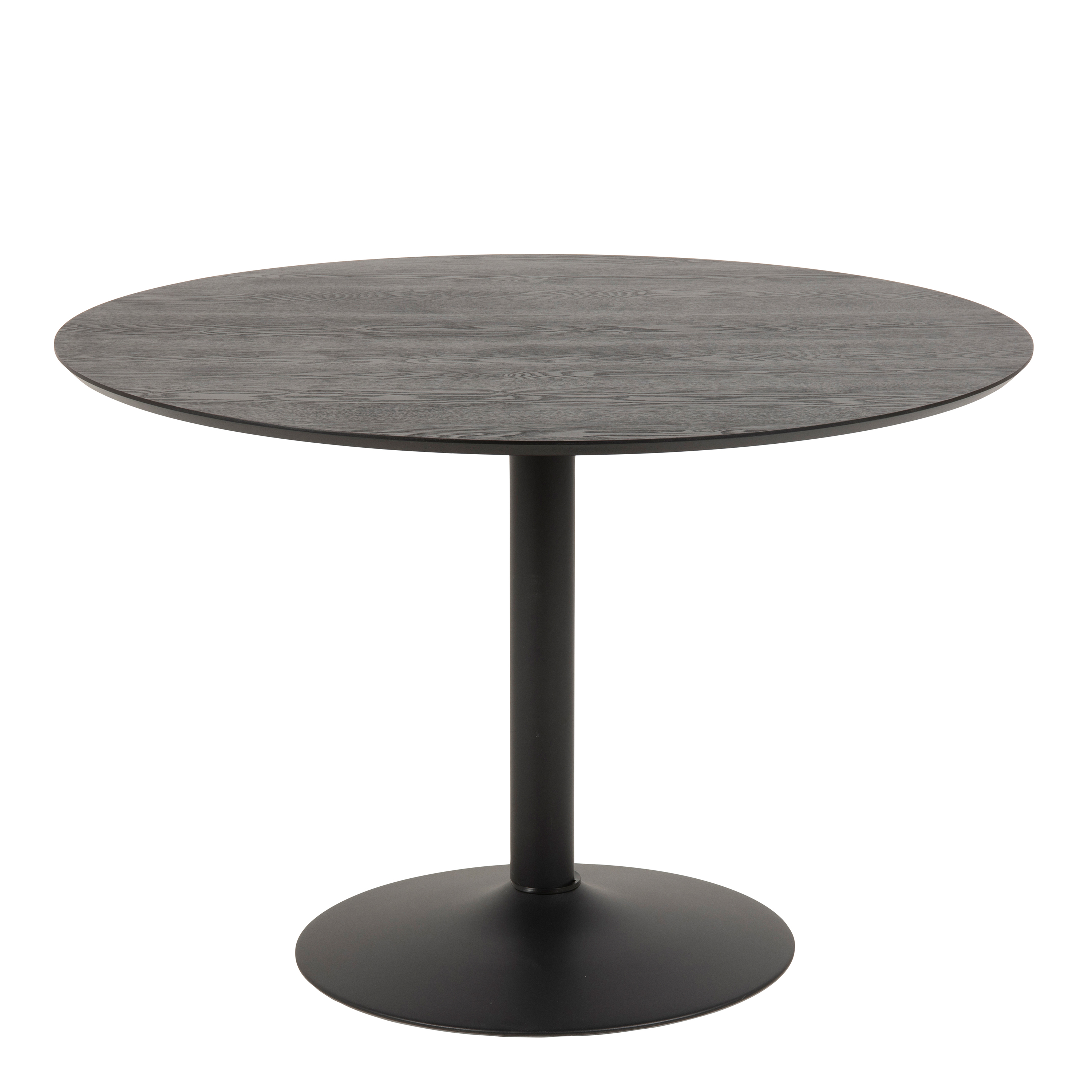 Ibiza Round Dining Table with Black Ash Top and Matt Black Base - Rosalind Collection