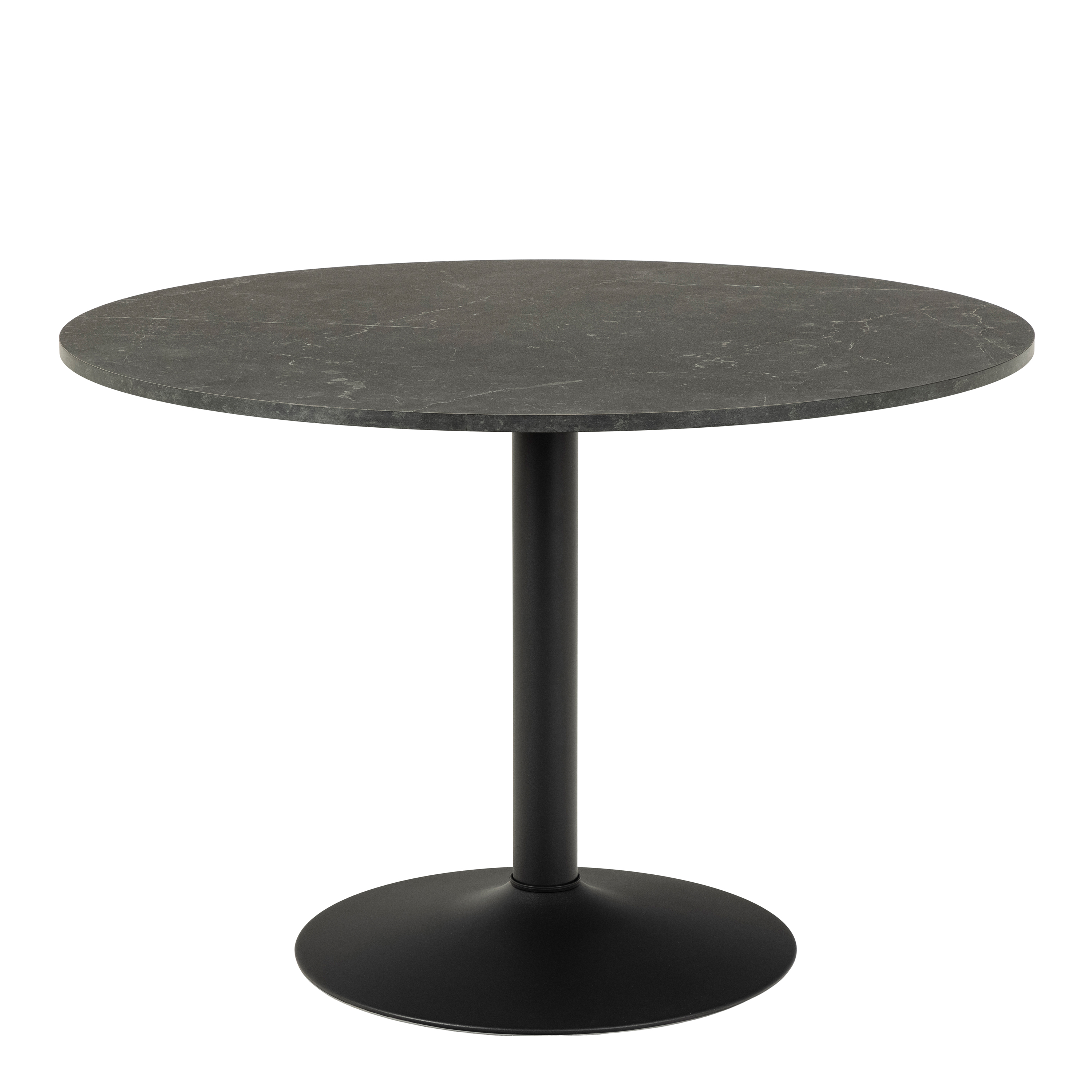Ibiza Round Dining Table with Black Top and Matt Black Base - Rosalind Collection