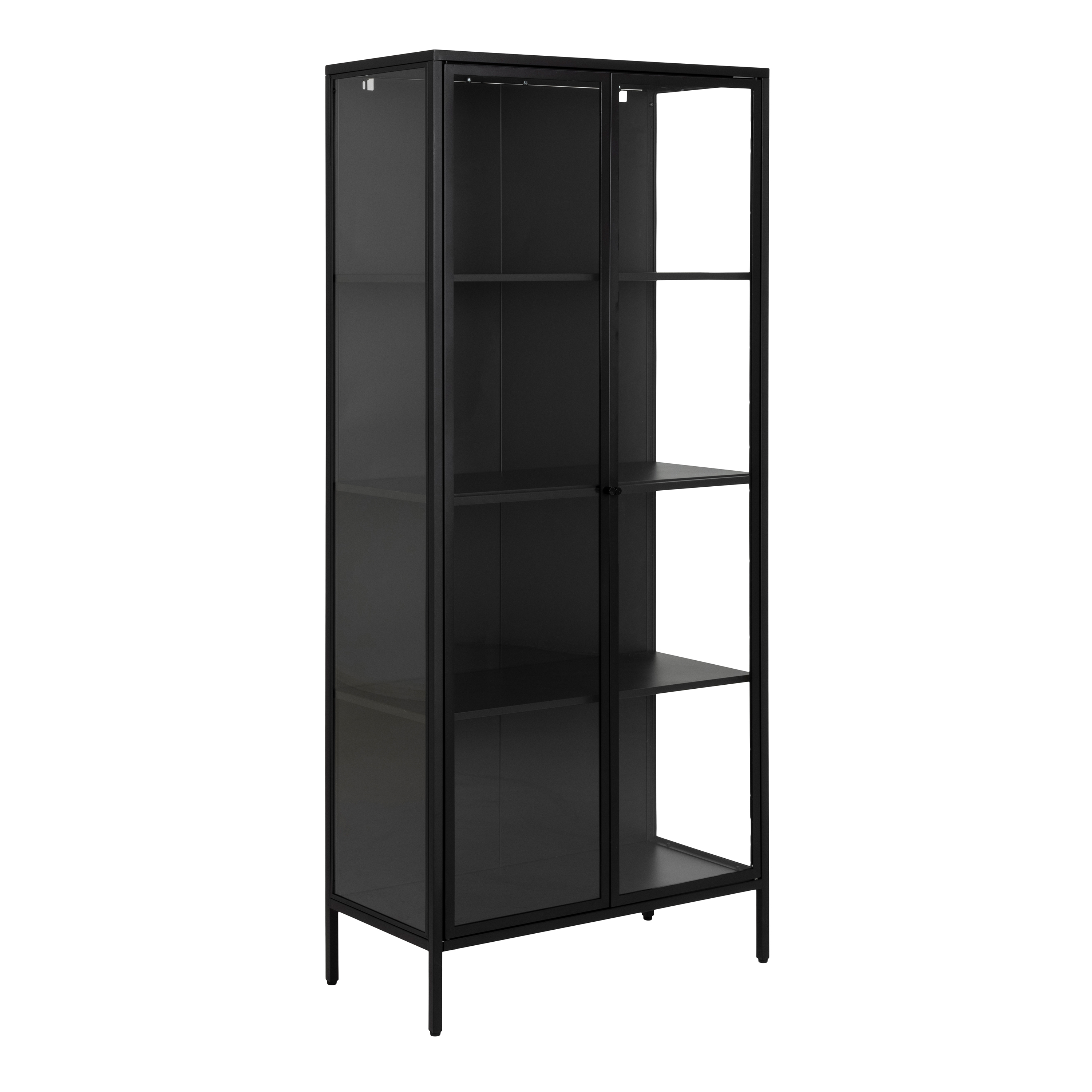 Newcastle Tall 2 Door Display Cabinet in Matt Black - Rosalind Collection