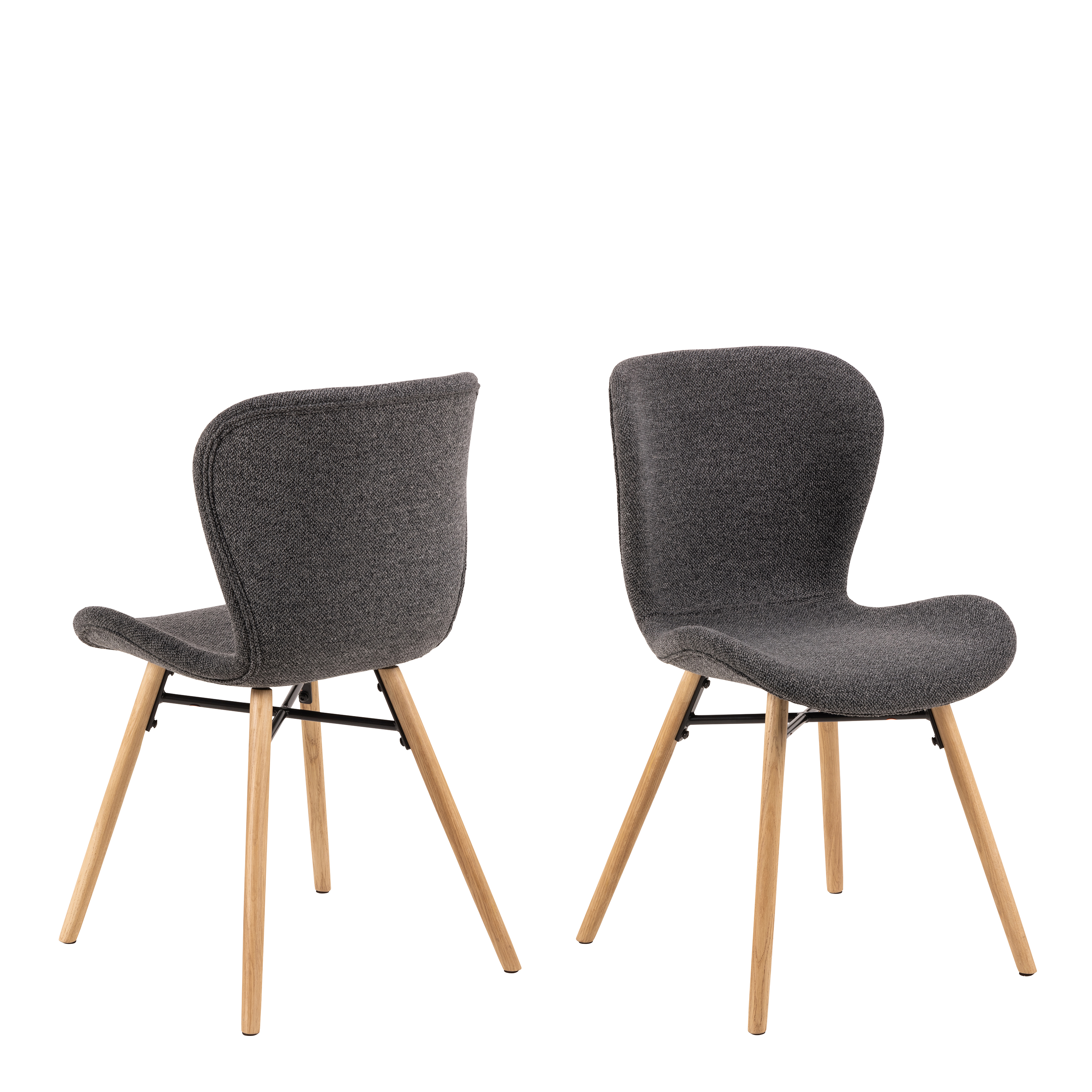 Batilda Dining Chairs with Grey Fabric and Oak Set of 2 - Rosalind Collection