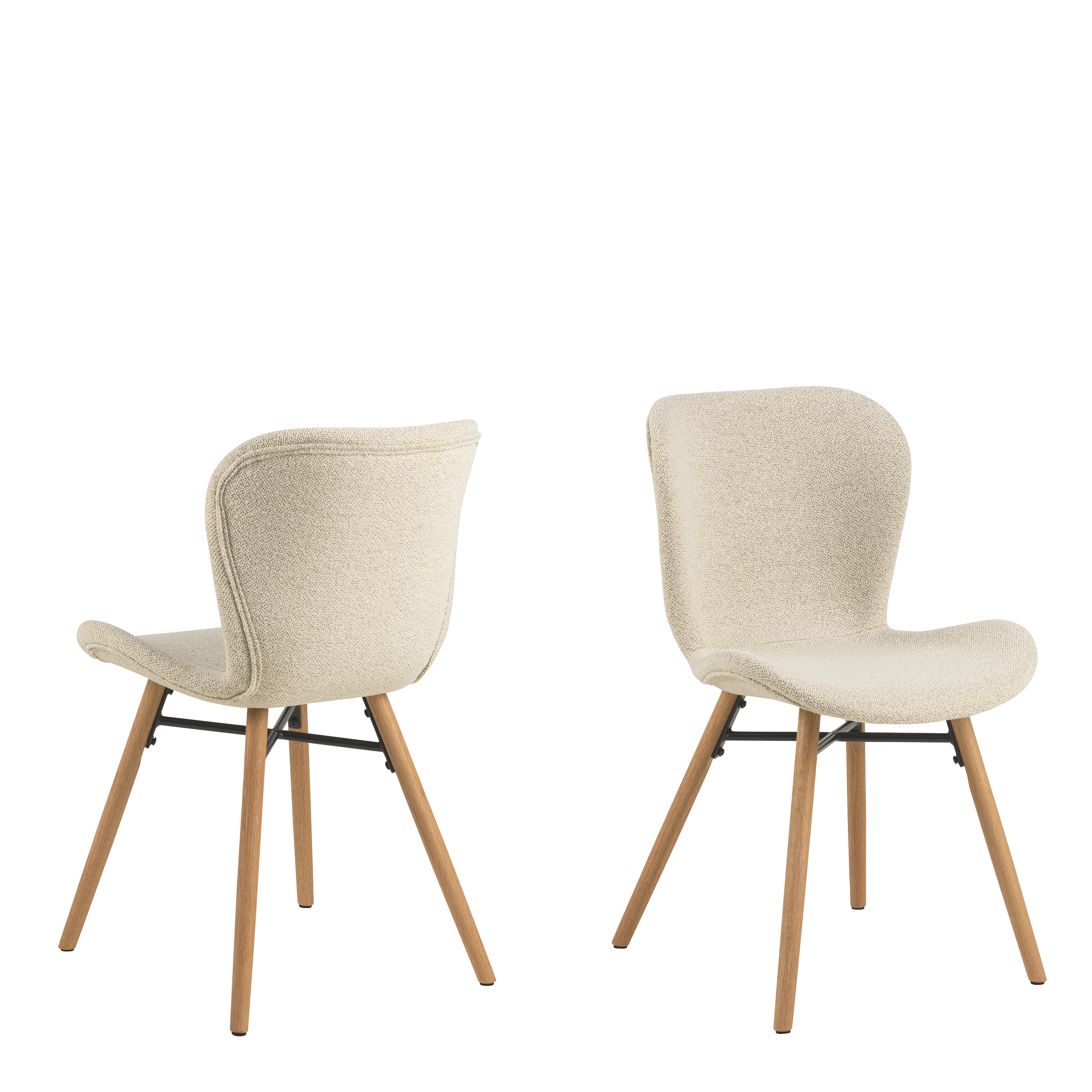 Batilda Dining Chairs with Cream Fabric and Oak Set of 2 - Rosalind Collection