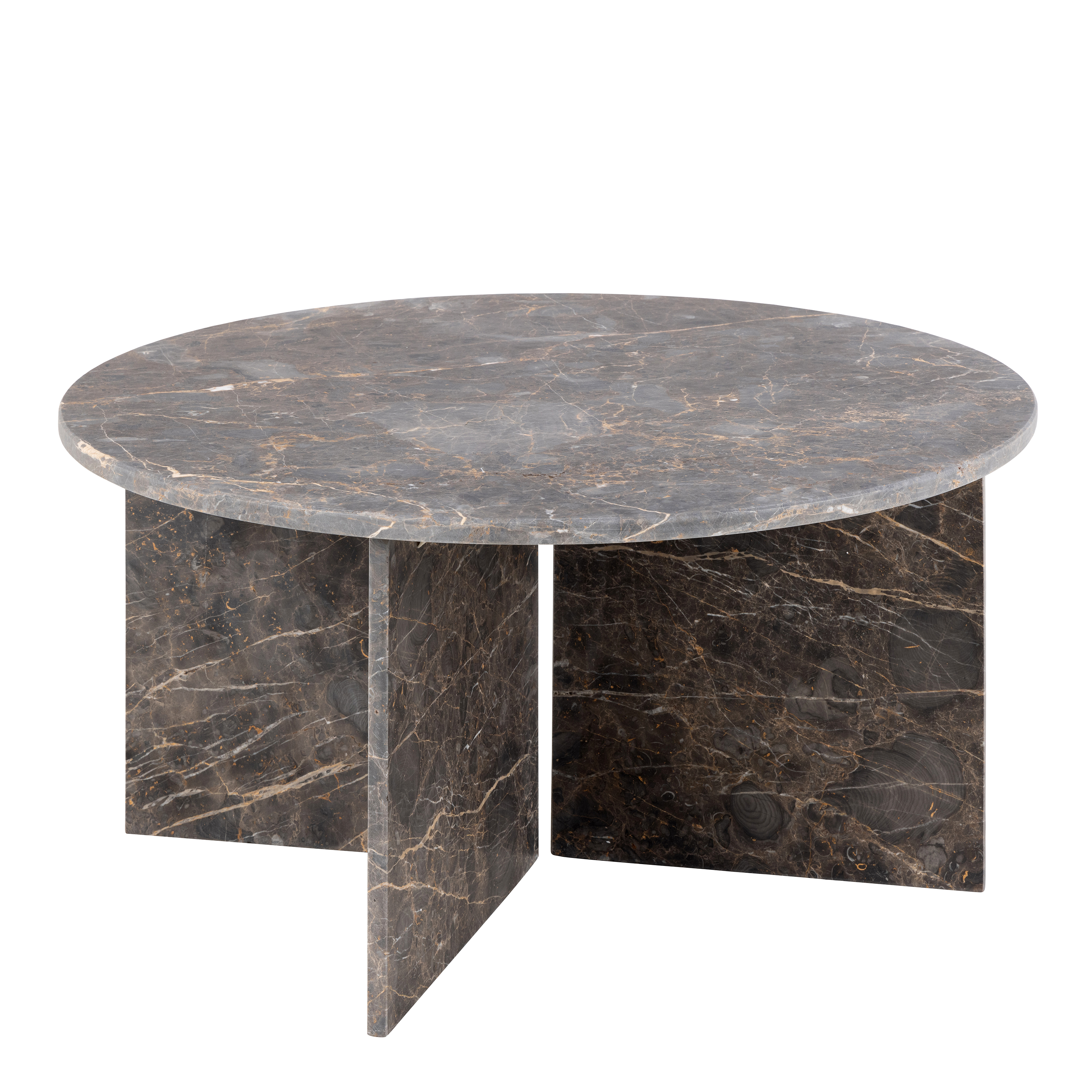 Coffee Table - VEGA Round Coffee Table Marron Marble 90cm - Rosalind Collection