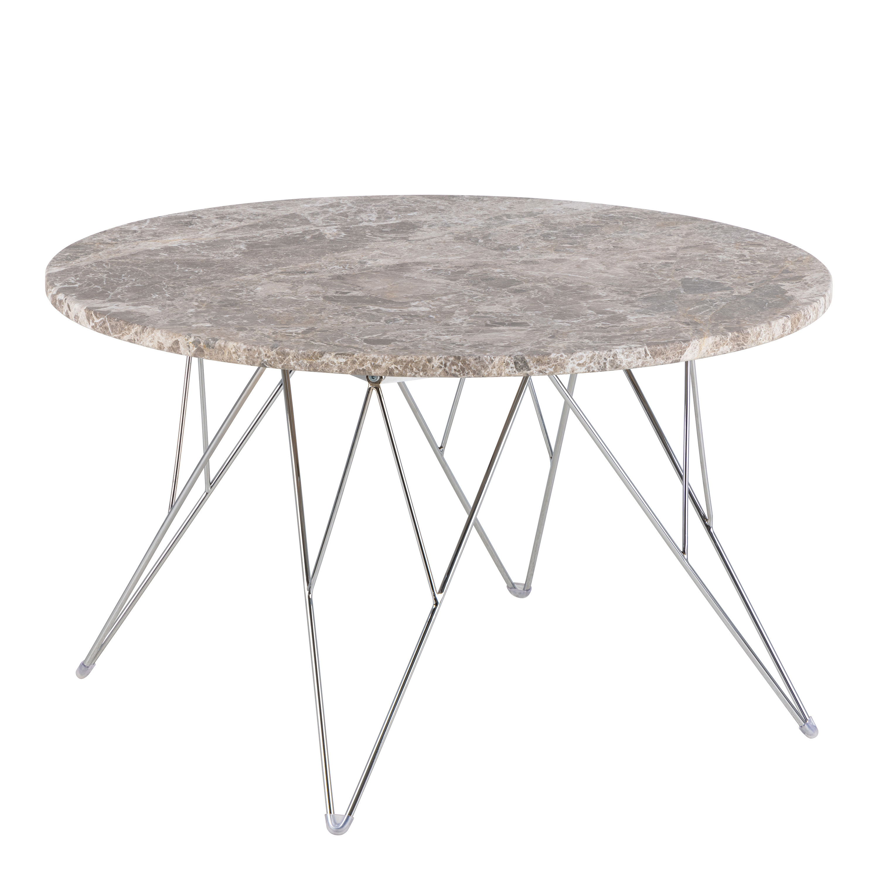 Prunus Round Coffee Table with Grey-Brown Marble Top - Rosalind Collection
