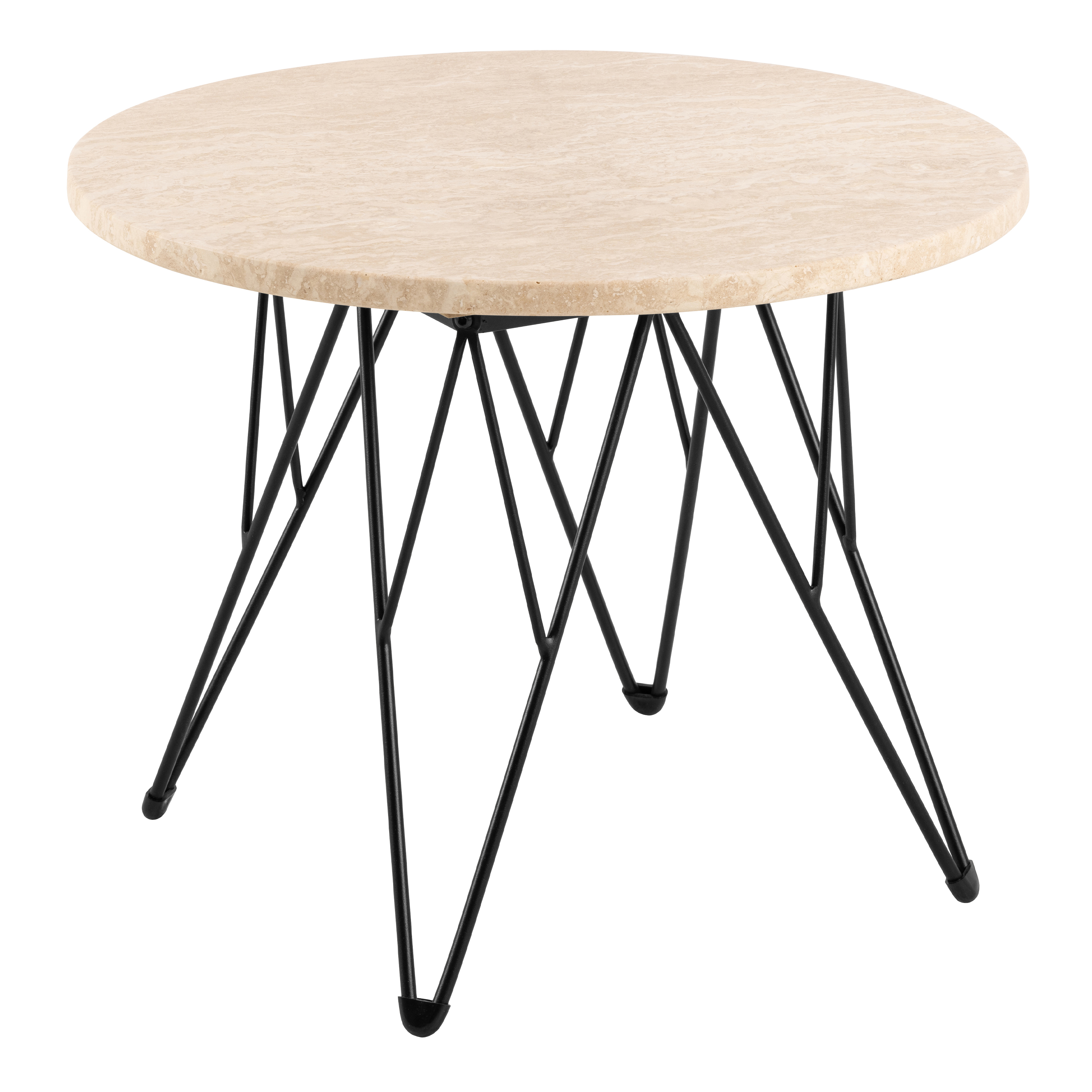 ORVANI Round Side Table in Matt Beige and Black Coated Steel Base - Rosalind Collection